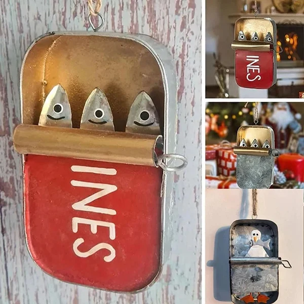 Environmentally Friendly Coastal Sardine Can Hanging Ornament DIY Tin Fish Home Decor Durable