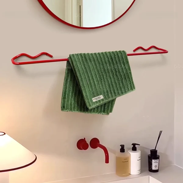 Dopamine Wave Cast Iron Wall-Mounted Towel Bar Modern Bathroom Towel Rack Organizer Expertly Made
