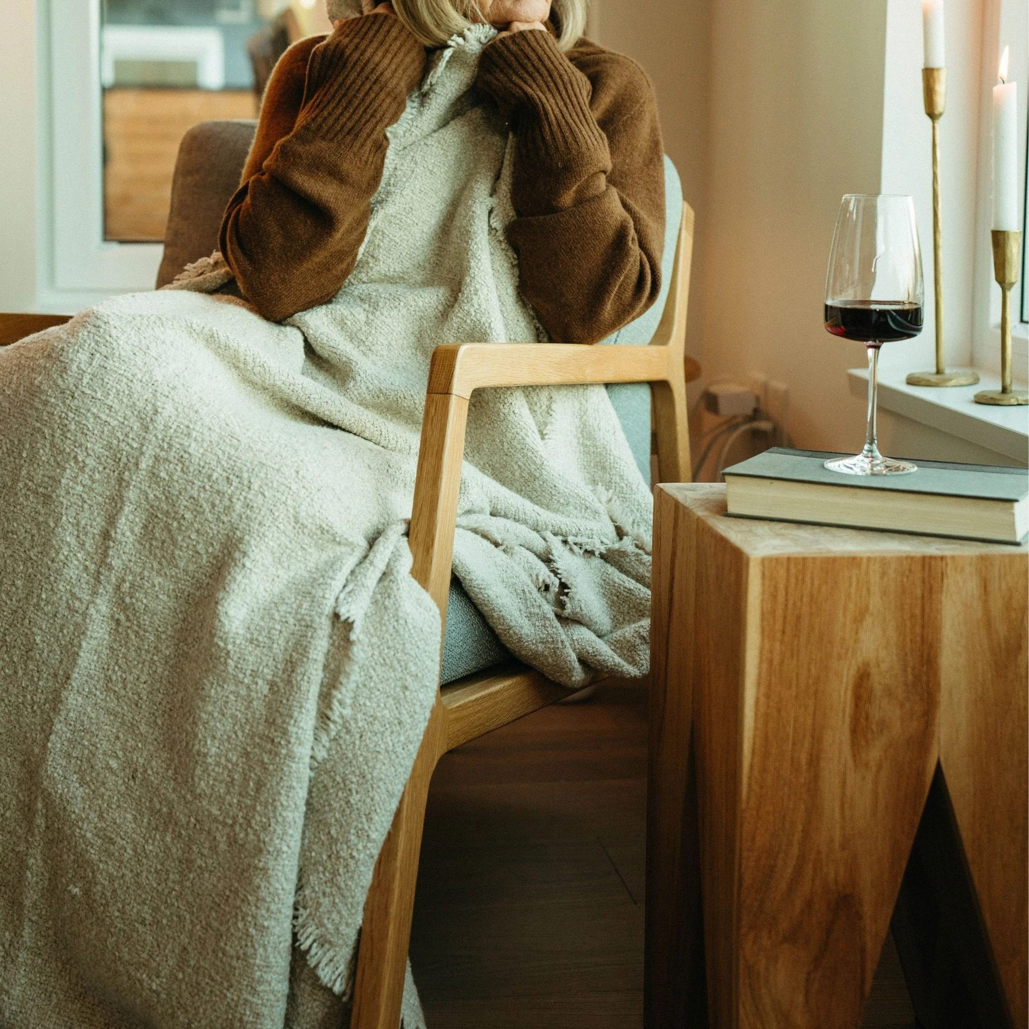 Practical Fringed Boucle Throw Blanket Off White Exclusive
