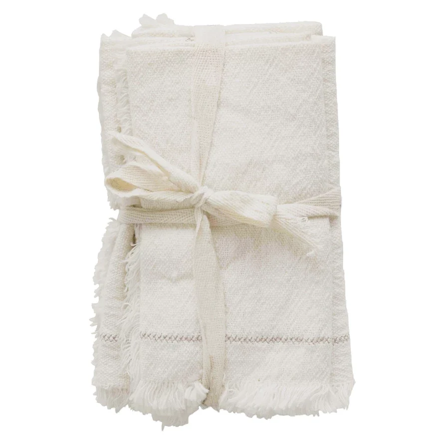 Casual Cotton Napkins with Fringe - Set of 4 Traditional