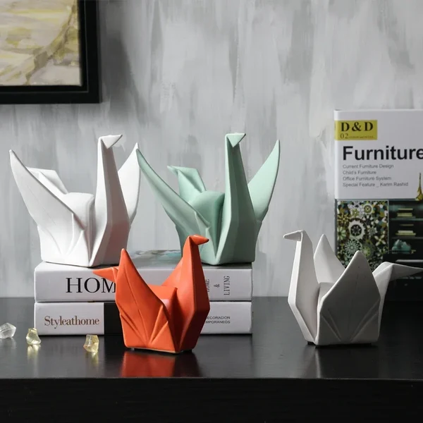 Green Abstract Ceramic Bird Sculpture Home Office Décor Effective