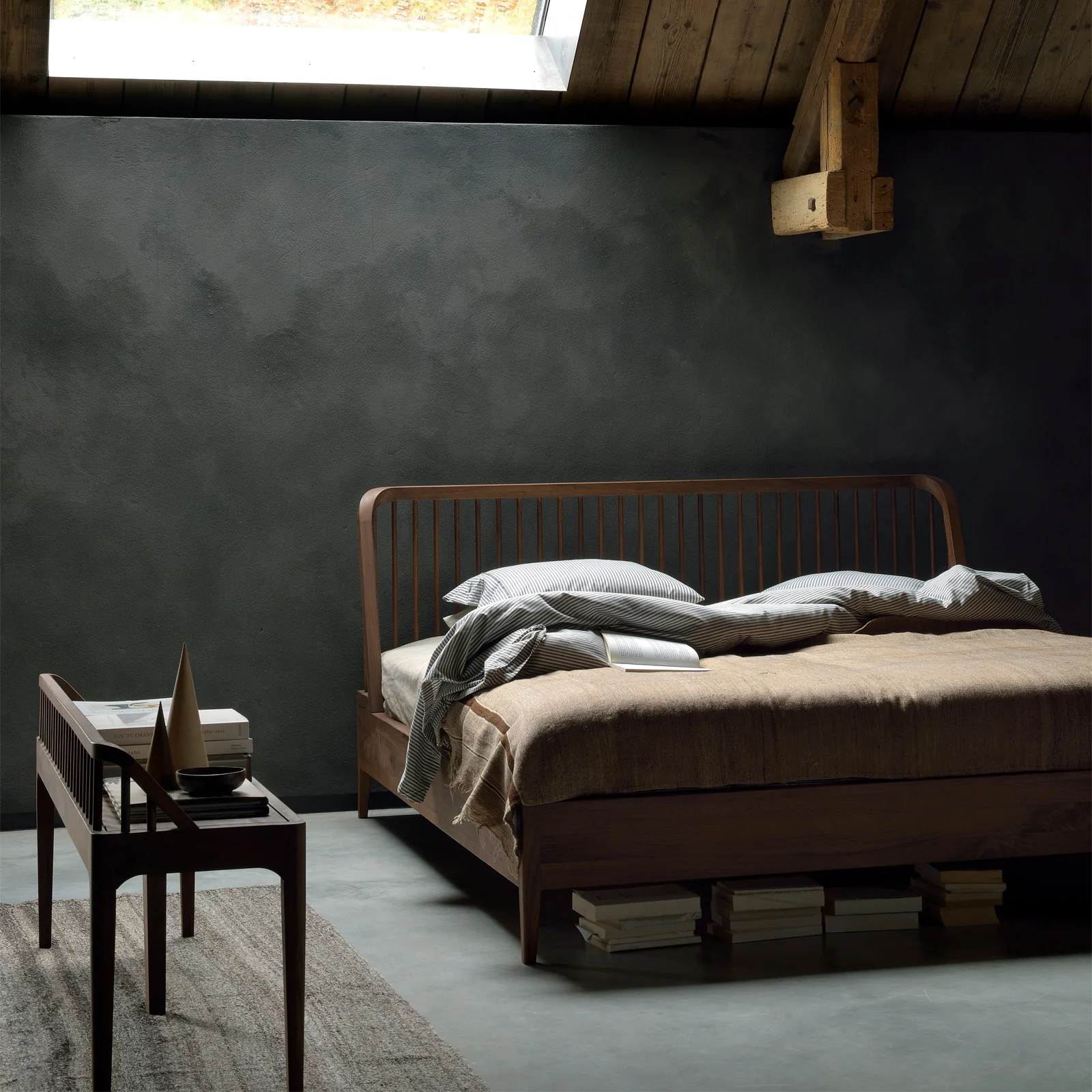 Modern Spindle Bed Frame Walnut Effective