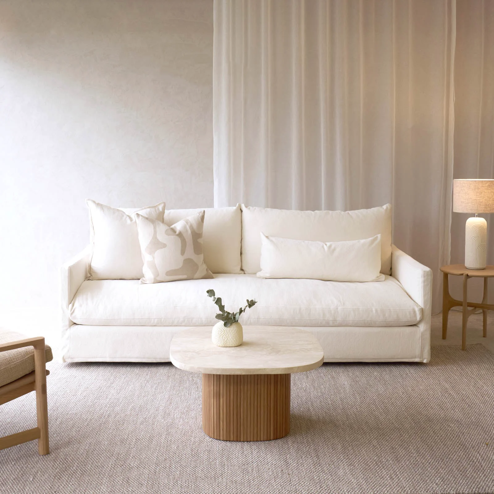 Practical Island Fabric Sofa Blanc Environmentally Friendly