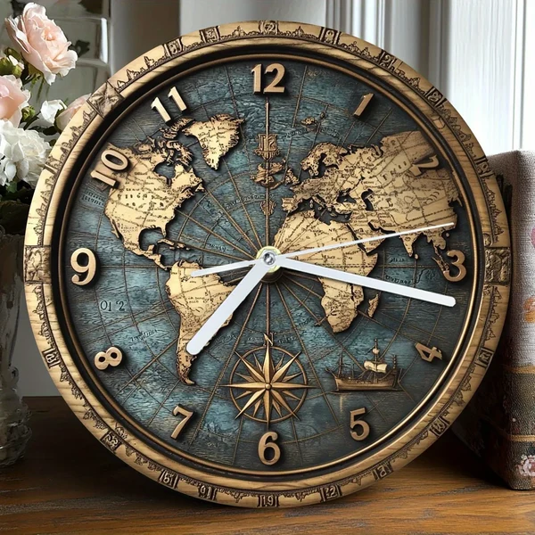 Practical Sailboat Theme Vintage Round Wooden Wall Clock Optimized