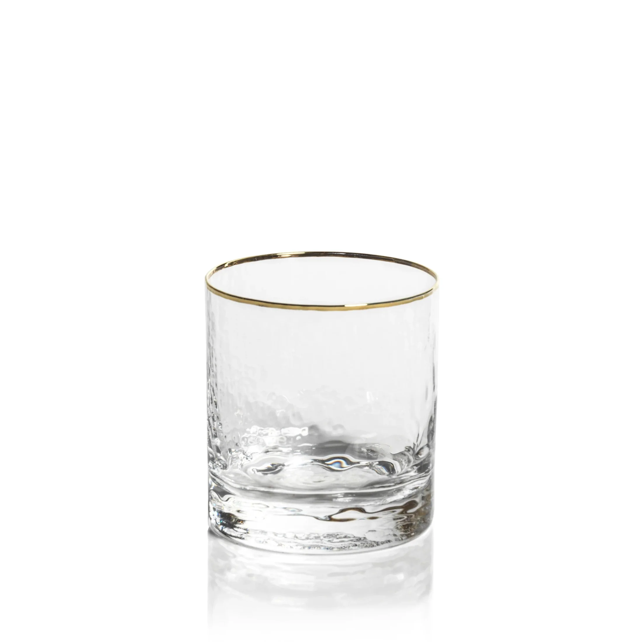 Dependable Negroni Hammered Double Old Fashioned Glass - Clear with Gold Rim Optimized
