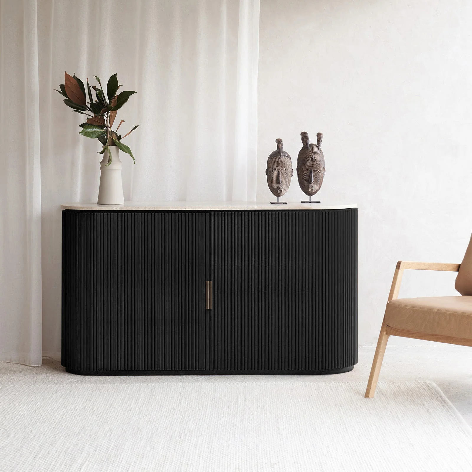 Classic Moher Teak Sideboard Black 155cm Verified
