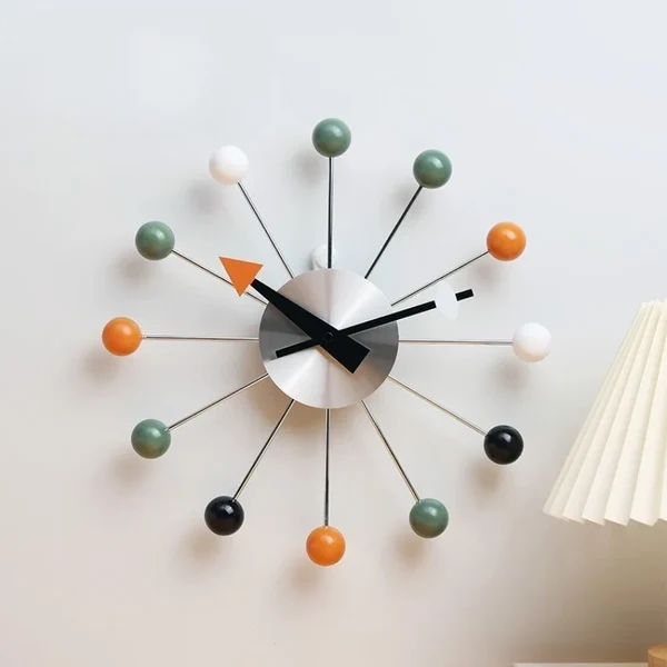 Solid Modern Silent Pop Colour Ball Wall Clock High-Quality