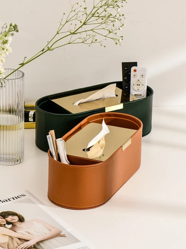 Efficient Luxury Leather Tissue Box Organizer for Living Room and Desktop Fashionable