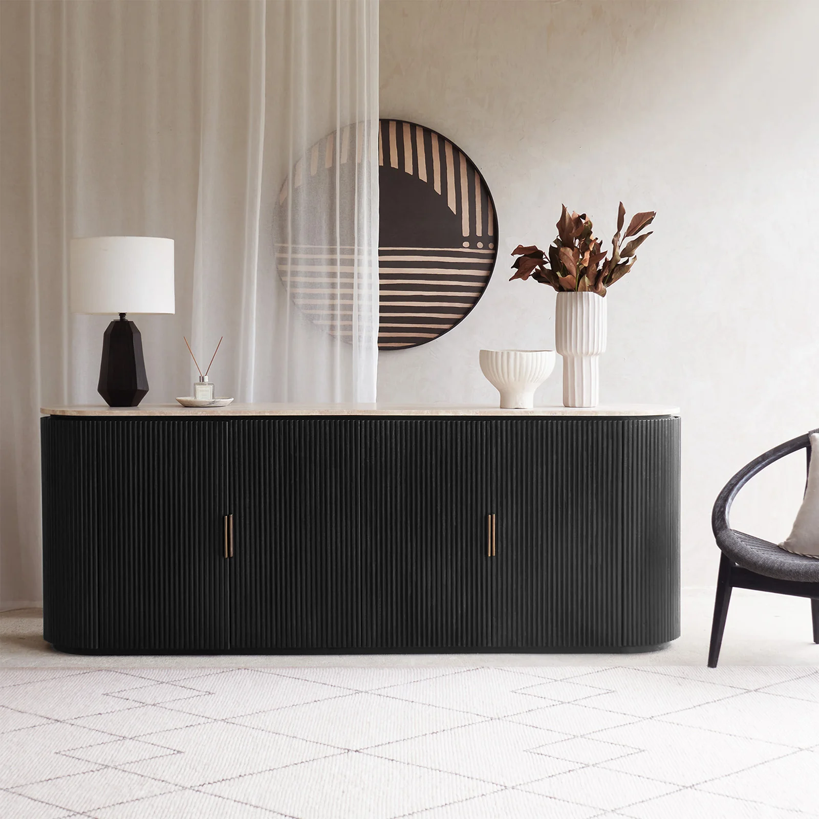 Recyclable Moher Teak Sideboard Black 220cm Exceptional