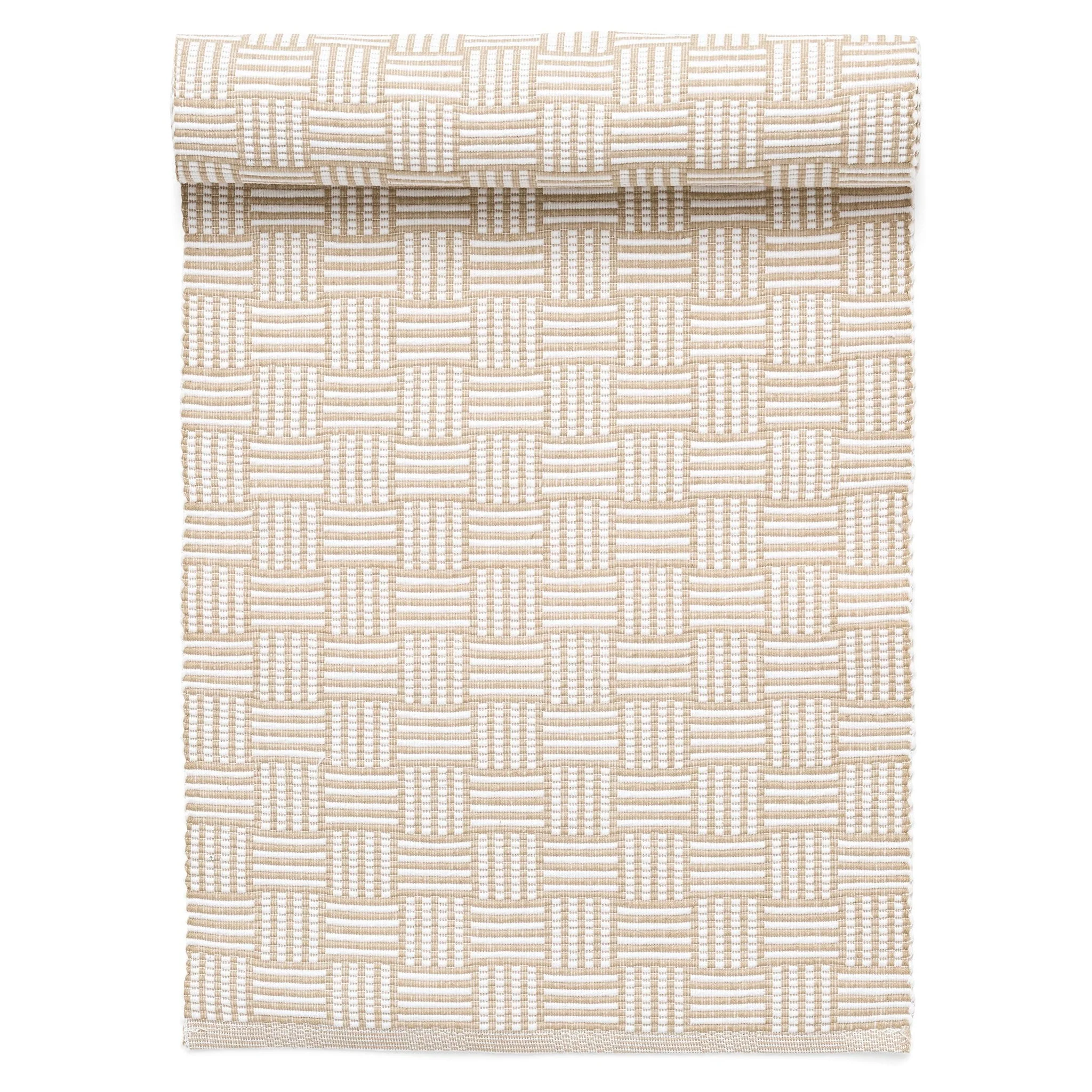 Soft Delacruz Tab Runner Cotton Geo Strp Taupe-white Original Design