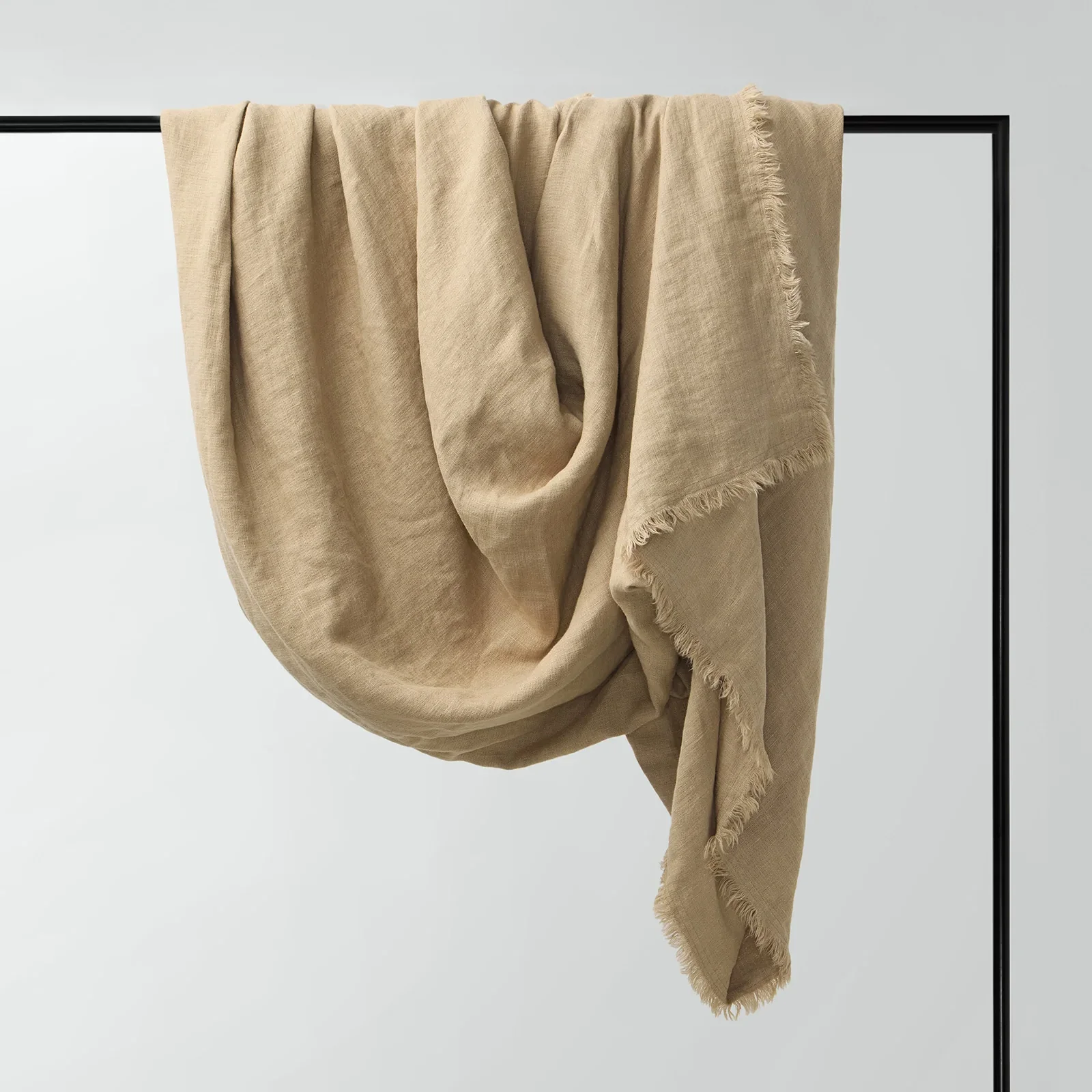 First-Class Freya Linen Throw Biscuit Certified