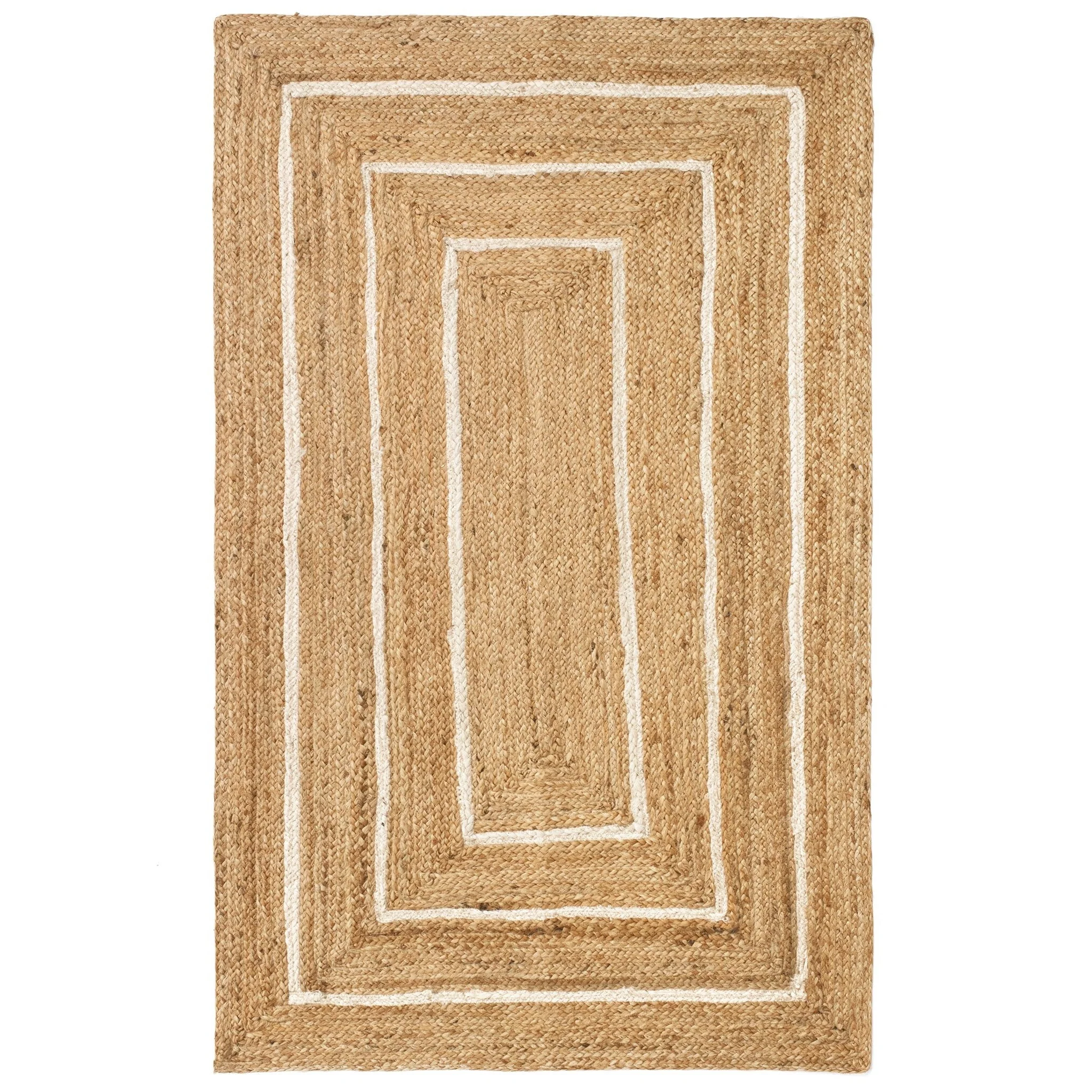 Versatile Gerda Rug Jute Braid Stripes 24x36 WhIte-nat Authentic