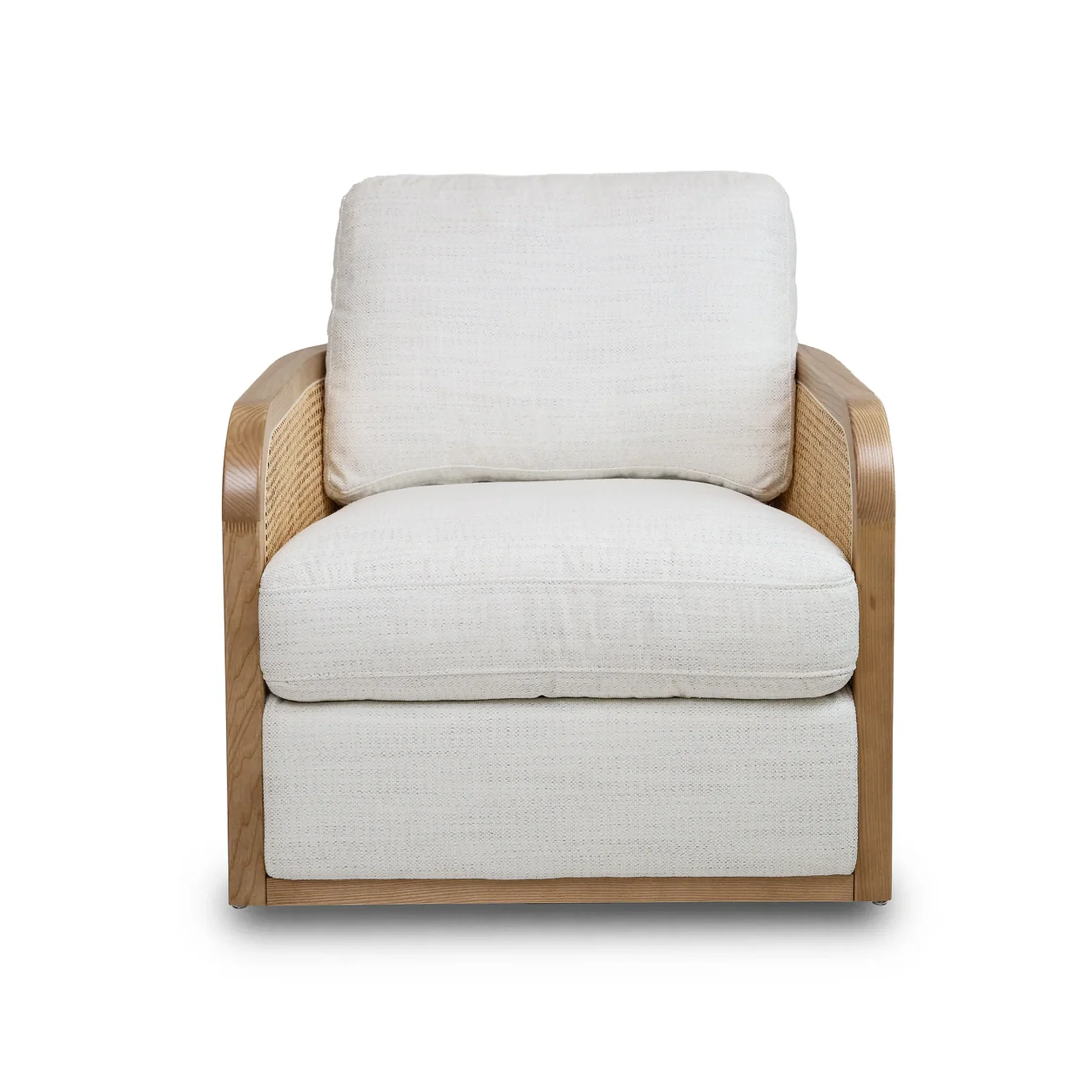 Convenient Becca Solid Oak Wood and Fabric Swivel Accent Chair - Prestige Natural Advanced