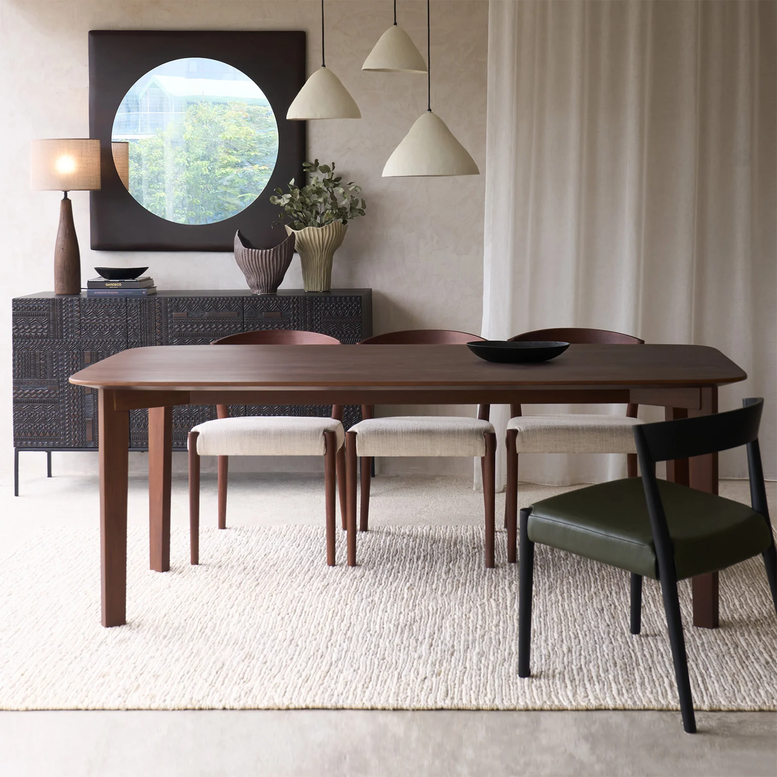 Flexible Athena Dining Table Dark Stained Teak Advanced
