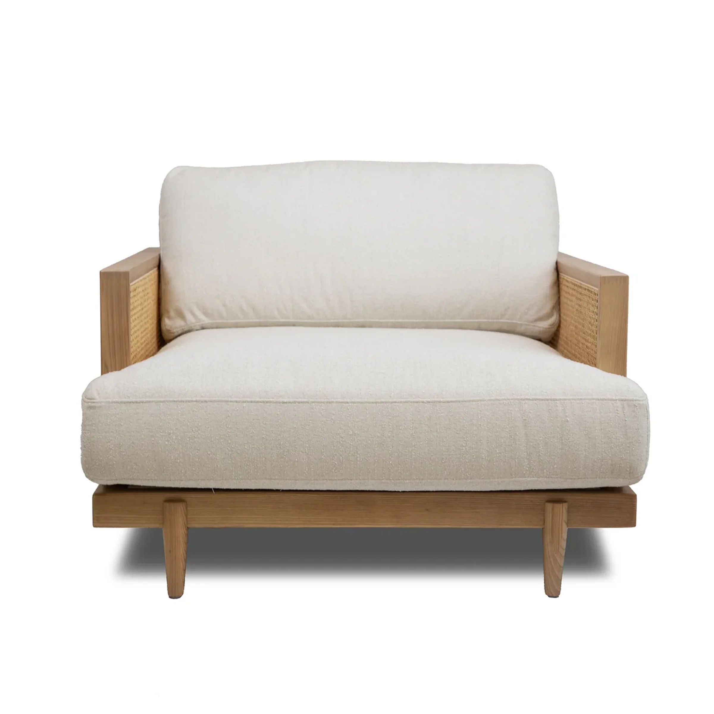 Fashionable Unio Solid Oak Wood and Fabric Accent Chair - Mellow Ivory Verified