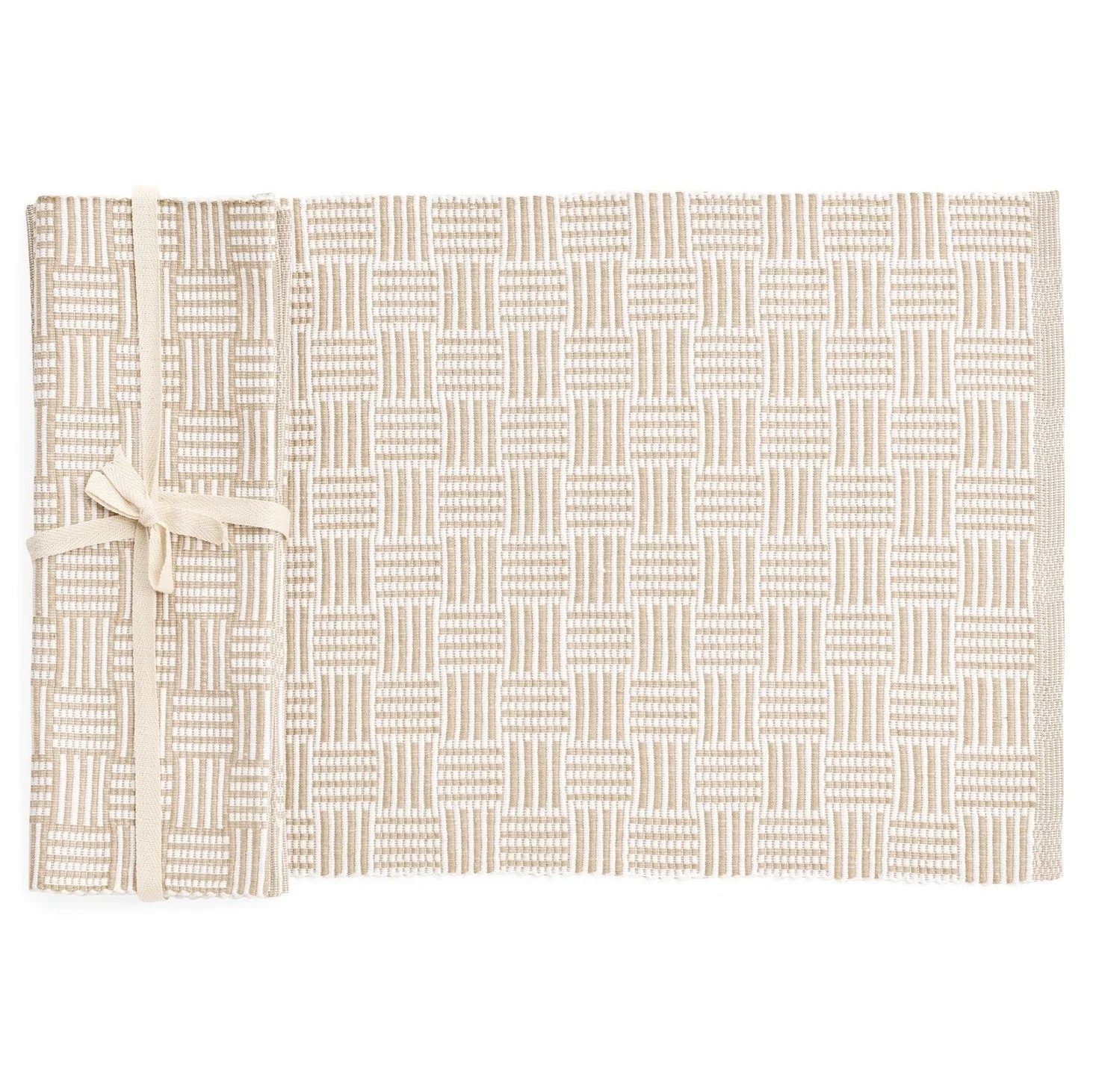 Practical Delacruz Rib Placemat Cotton Geo Stripe Taupe-white - Set of 4 High-Performance