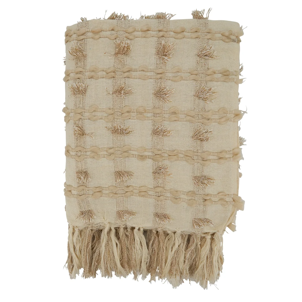 Modern Fringe Striped Cotton Throw - Natural Trendy