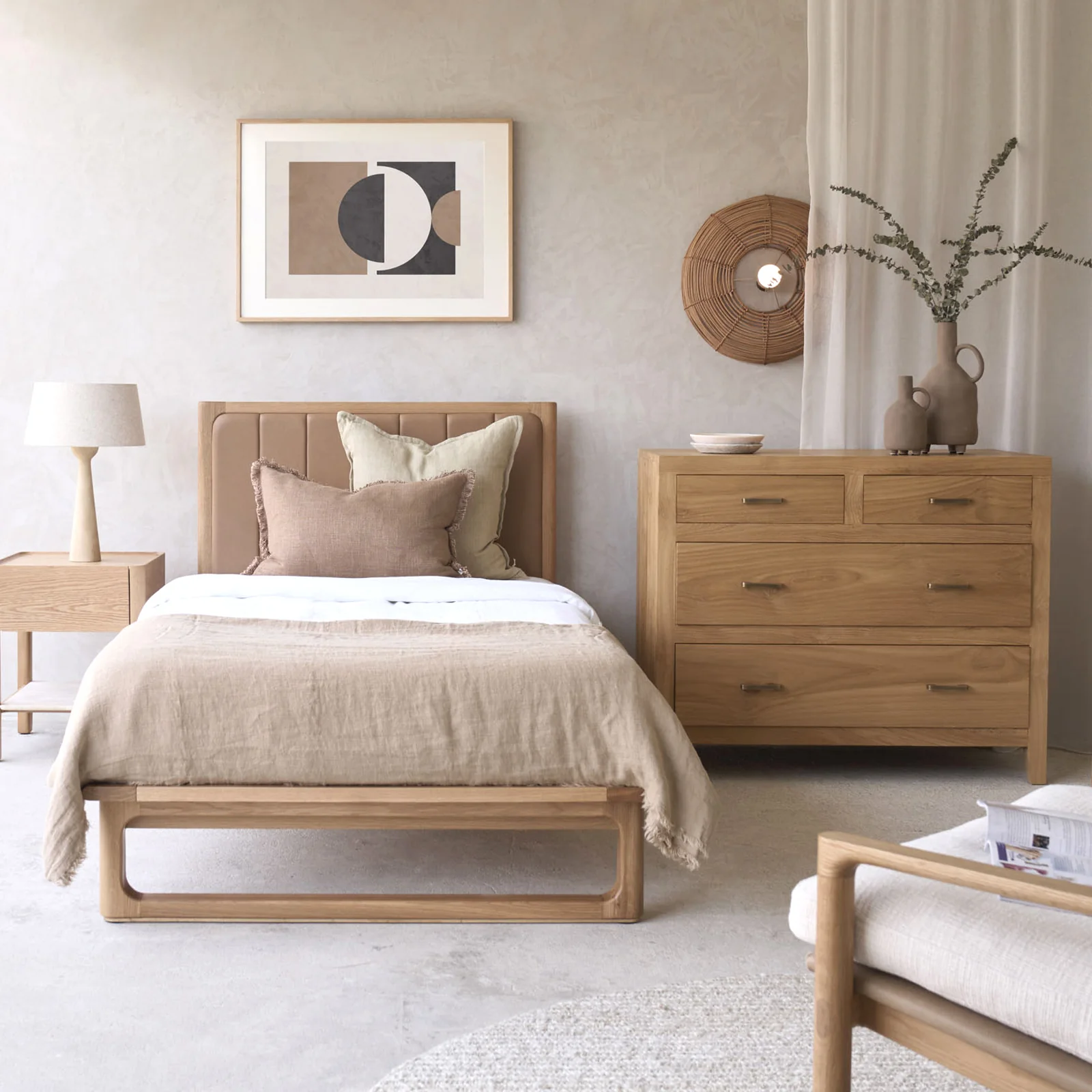 Fashionable Hover Bed Frame Oak - Pecan SG Super Single Stylish