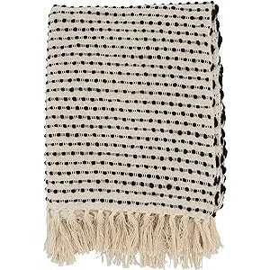Top-Quality Stripe Woven Throw Blanket - Black Fine