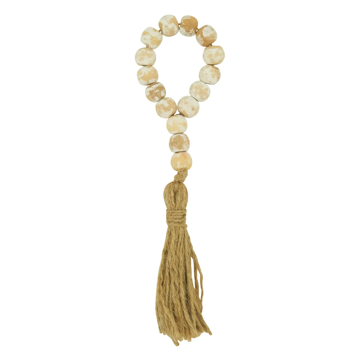 High-Grade Wood Bead Tassel Napkin Rings White - Set Of 4 Durable