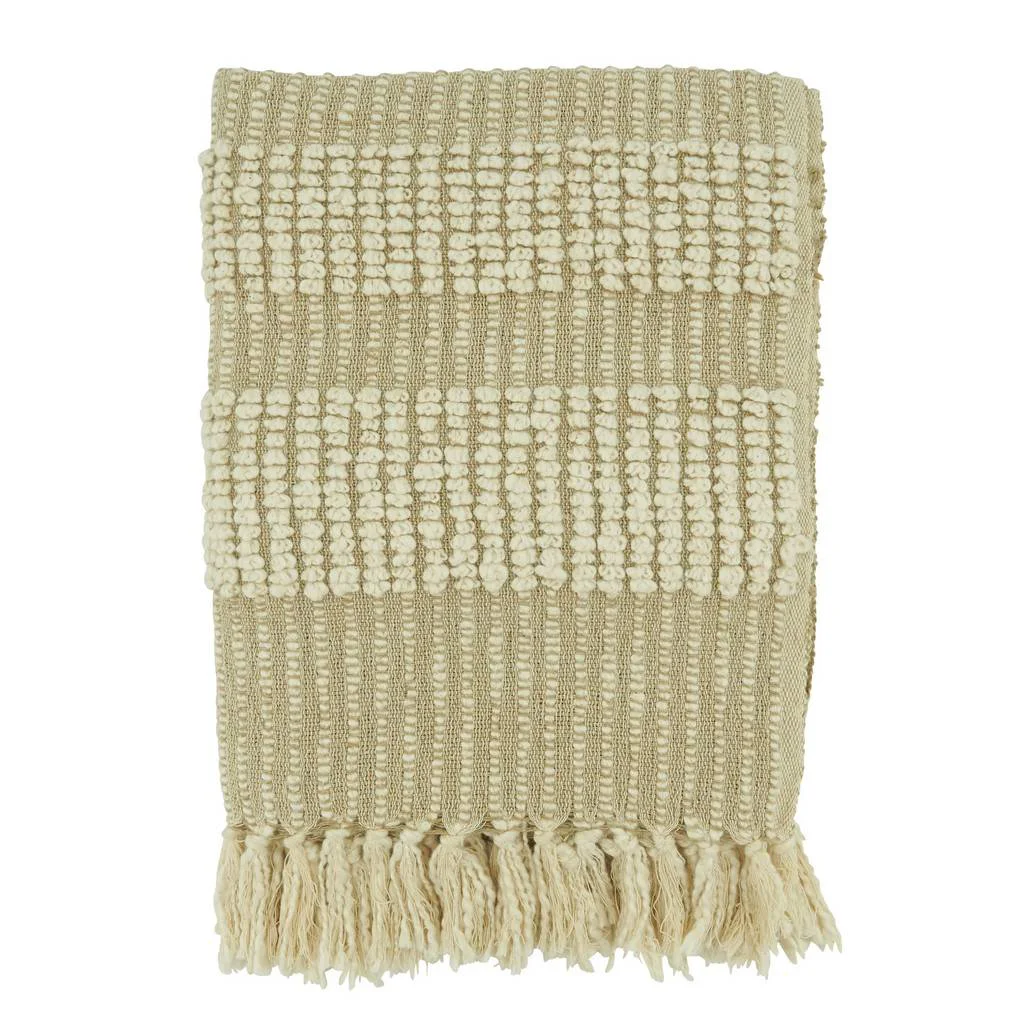 Fashionable Woven Stripe Throw Blanket - Natural Smart