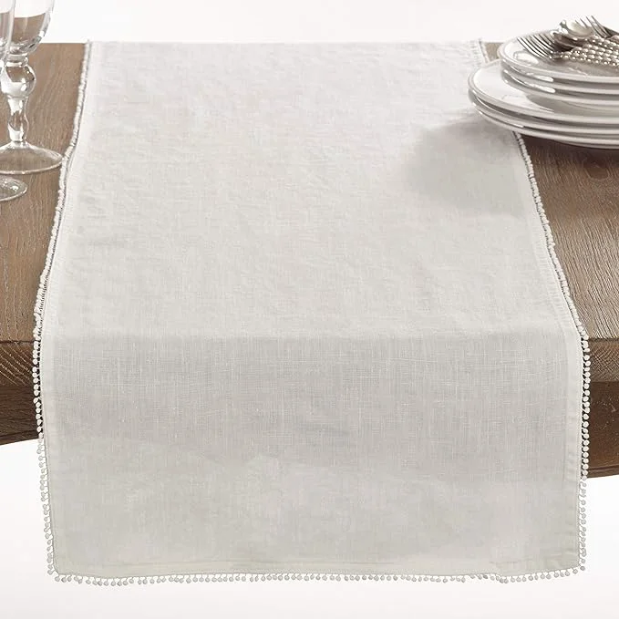 Authentic Pom Pom Design Table Runner - Ivory World-Class