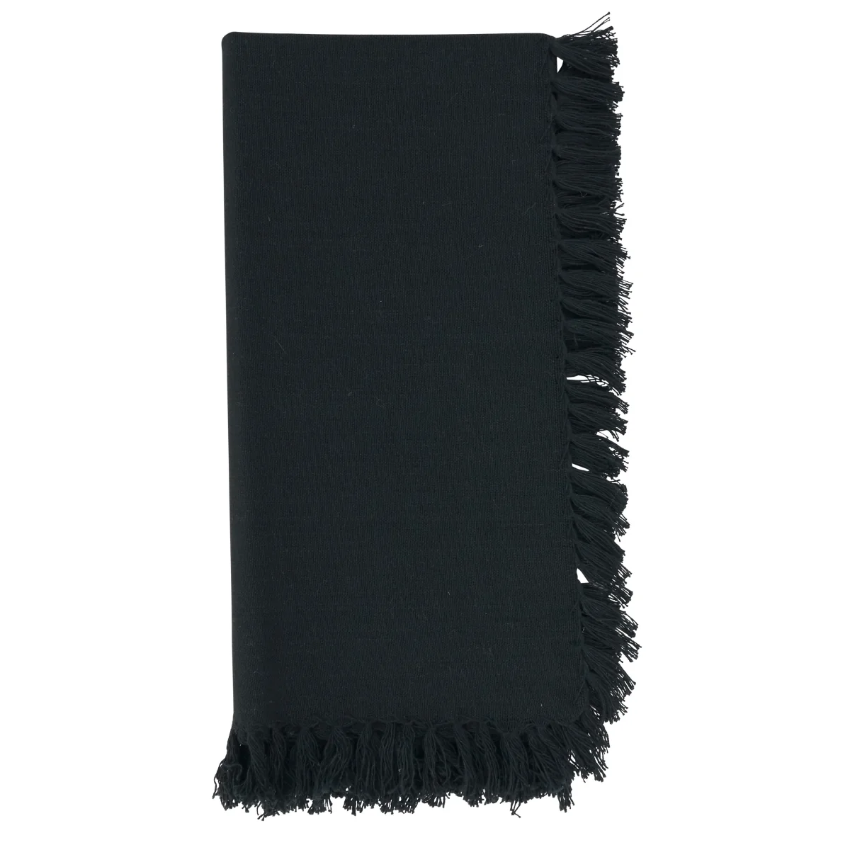 Stylish Fringed Design Table Napkins Black - Set Of 4 Casual