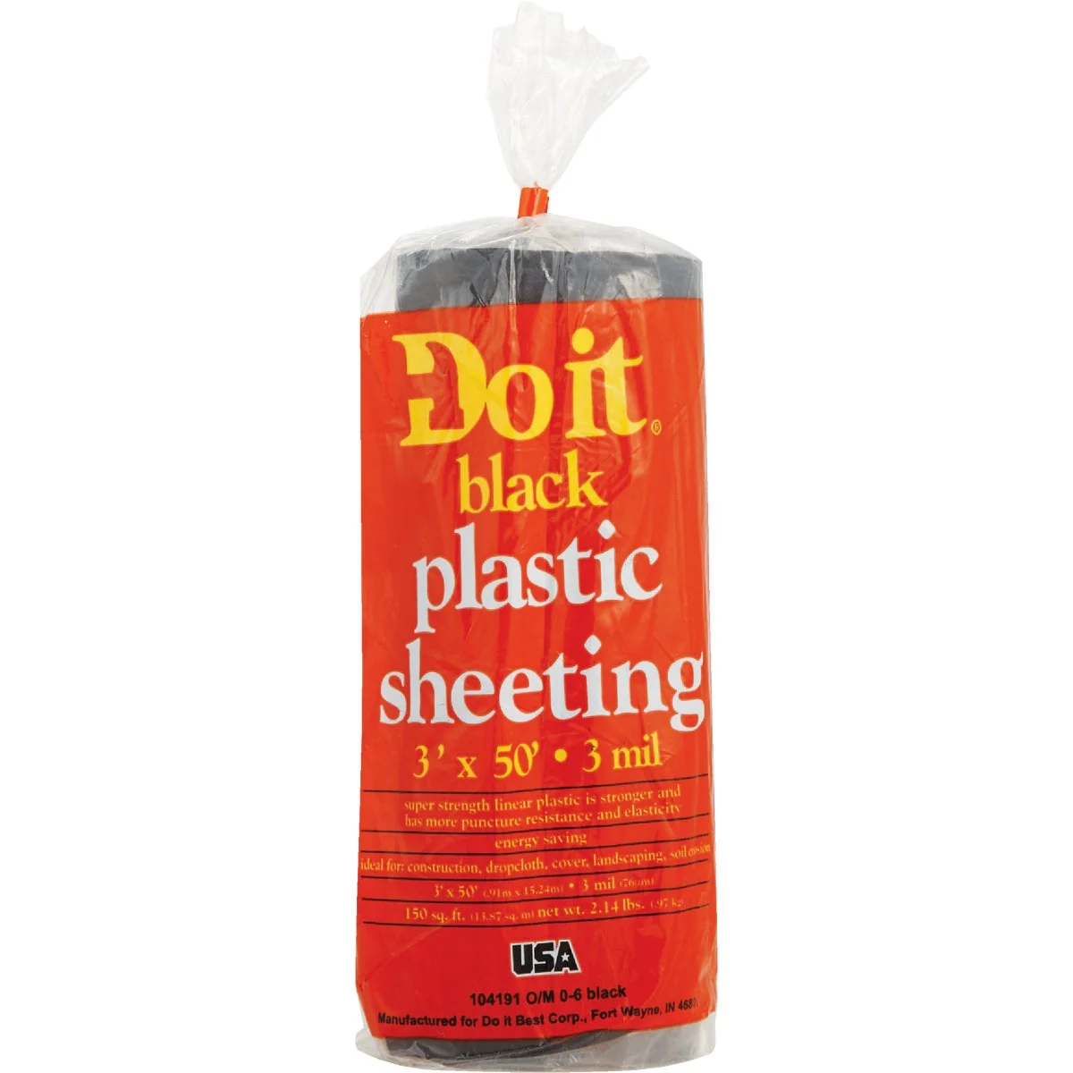 Fine Crafted Do it 3 Ft. X 50 Ft. Black 3 Mil. Poly Film Sheeting Detailed