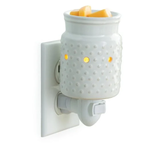 Lightweight White Hobnail Pluggable Fragrance Warmer Consistent