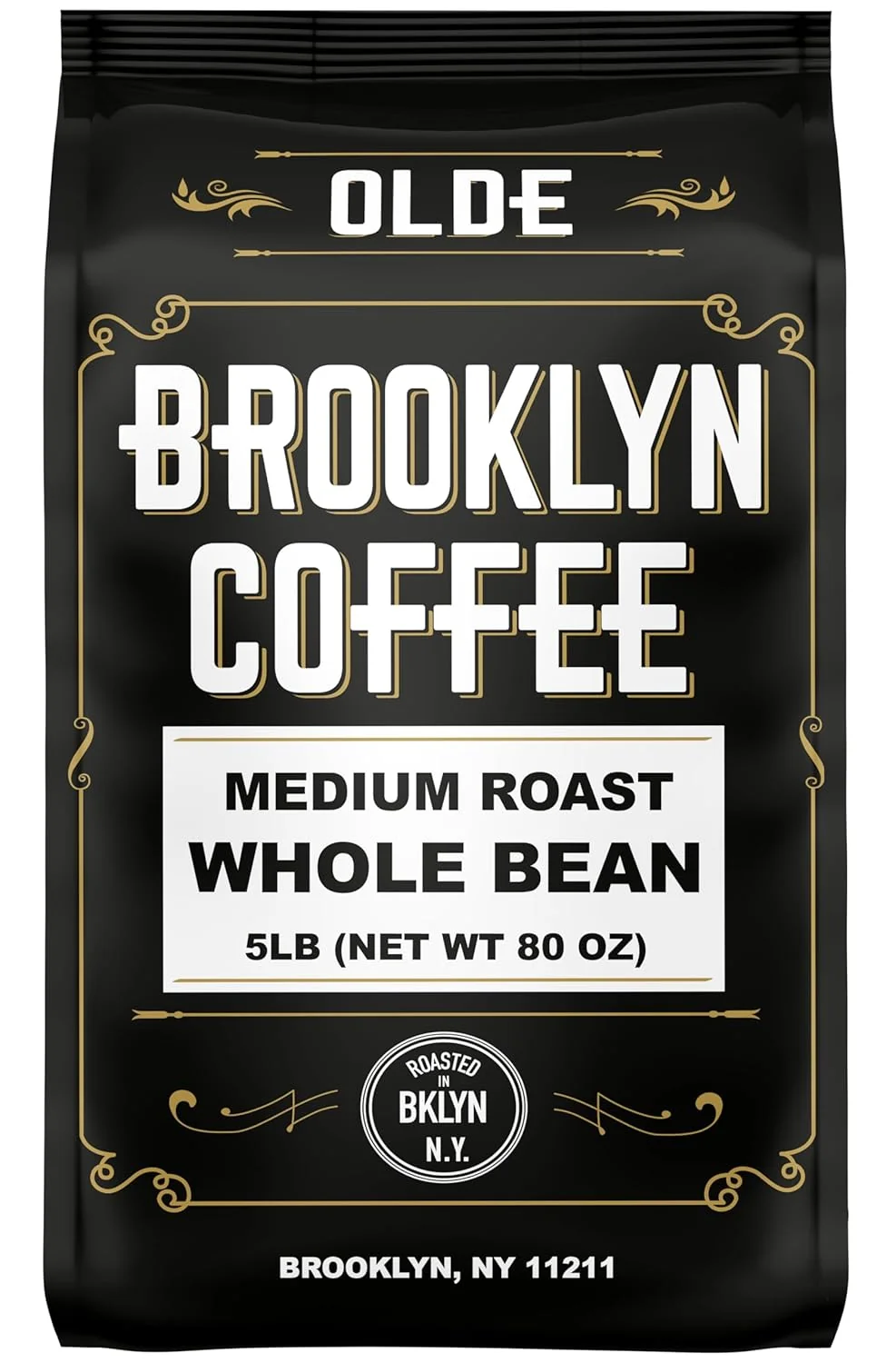 High-End Brooklyn Coffee Whole Bean Classic Medium Roast 5lb Balanced Smooth Mellow - Fresh Bulk Coffee Beans Roasted Weekly in NYC Modern