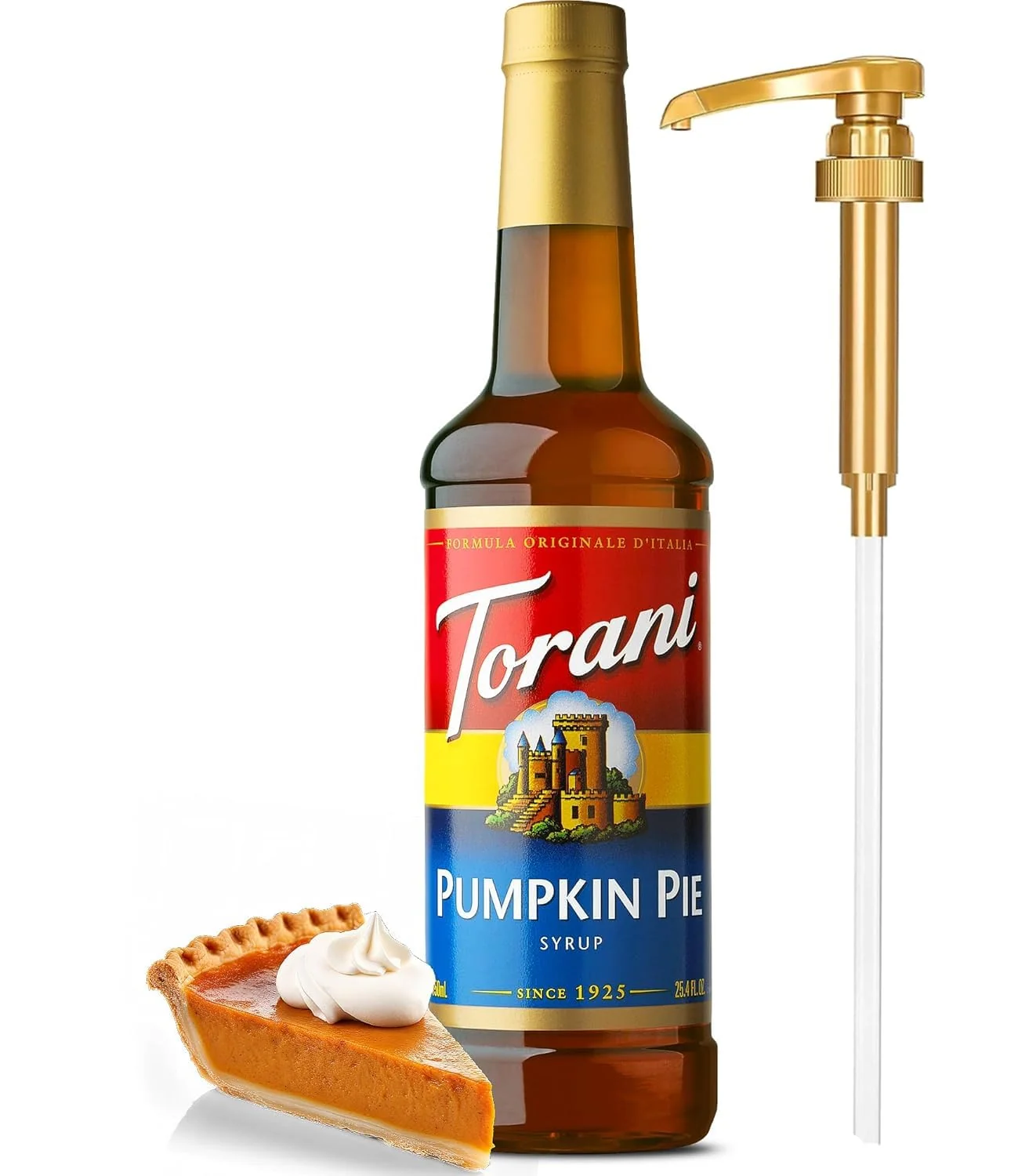 Solid Jimoco® Syrup Pump Dispenser Torani® Pumpkin pie Syrup 25.4 oz - Coffee Syrup Pump Flavoring Bundle Secure