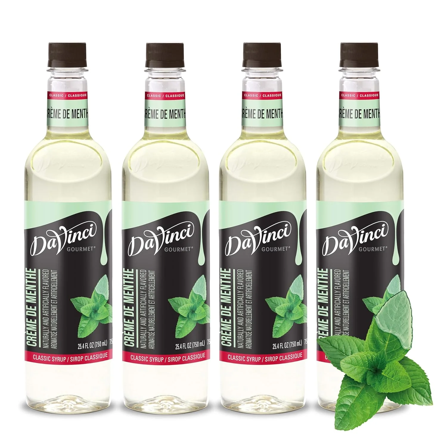 Genuine DaVinci Gourmet Classic Crème De Menthe Syrup 25.4 Fluid Ounces Pack of 4 Fast
