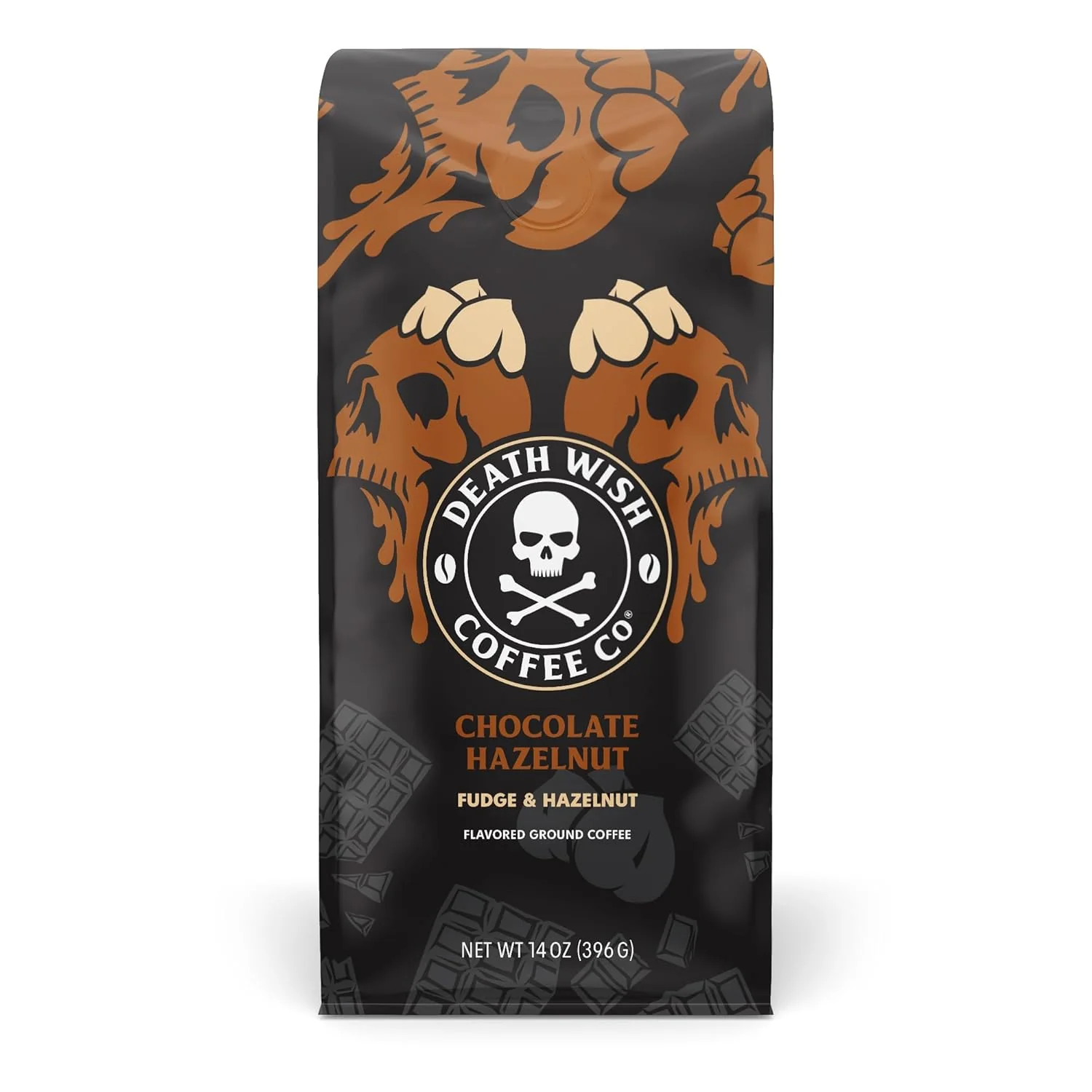 Classic Death Wish Coffee - Chocolate Hazelnut Ground Coffee Fair Trade 14 oz Optimized