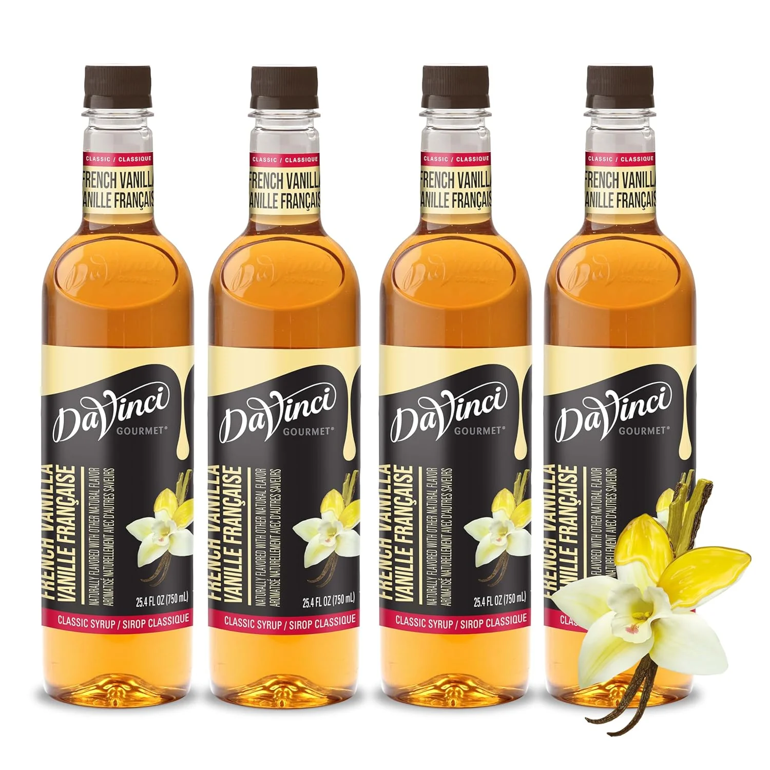 Green DaVinci Gourmet Classic French Vanilla Syrup 25.4 Fluid Ounces Pack of 4 Responsible