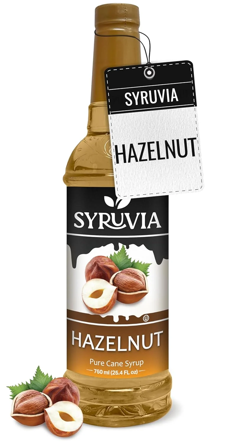 Practical Syruvia Hazelnut Syrup for Coffee 25.4 fl oz Hazelnut Flavored Coffee Syrup Advanced