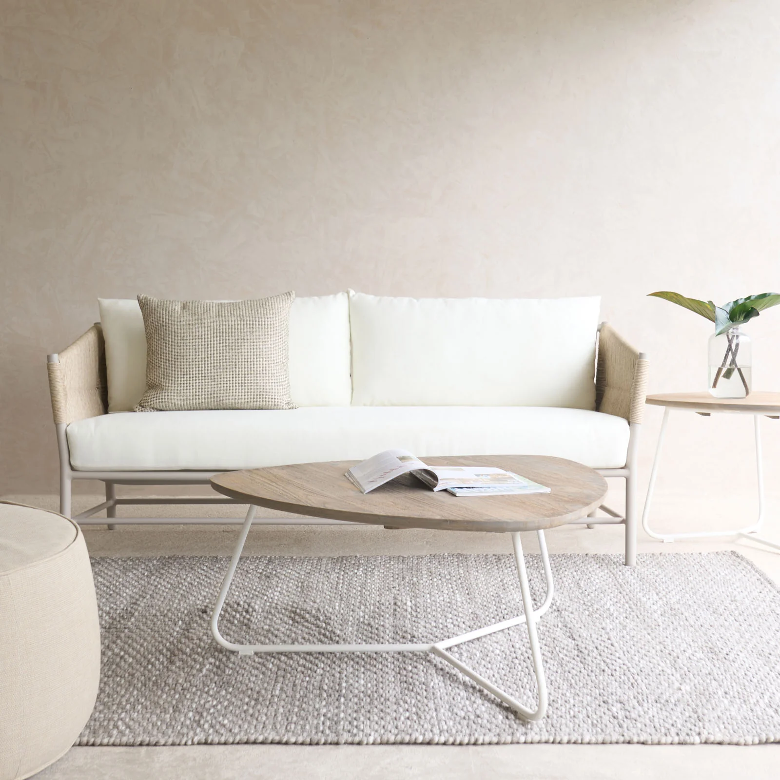 Versatile Shiori Outdoor Sofa 3 Seater - White 180cm Long-Lasting