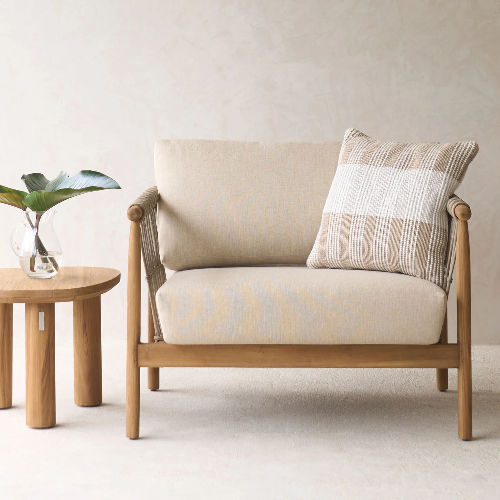 Natural Leo Outdoor Lounge Chair Linen 100cm Healthy