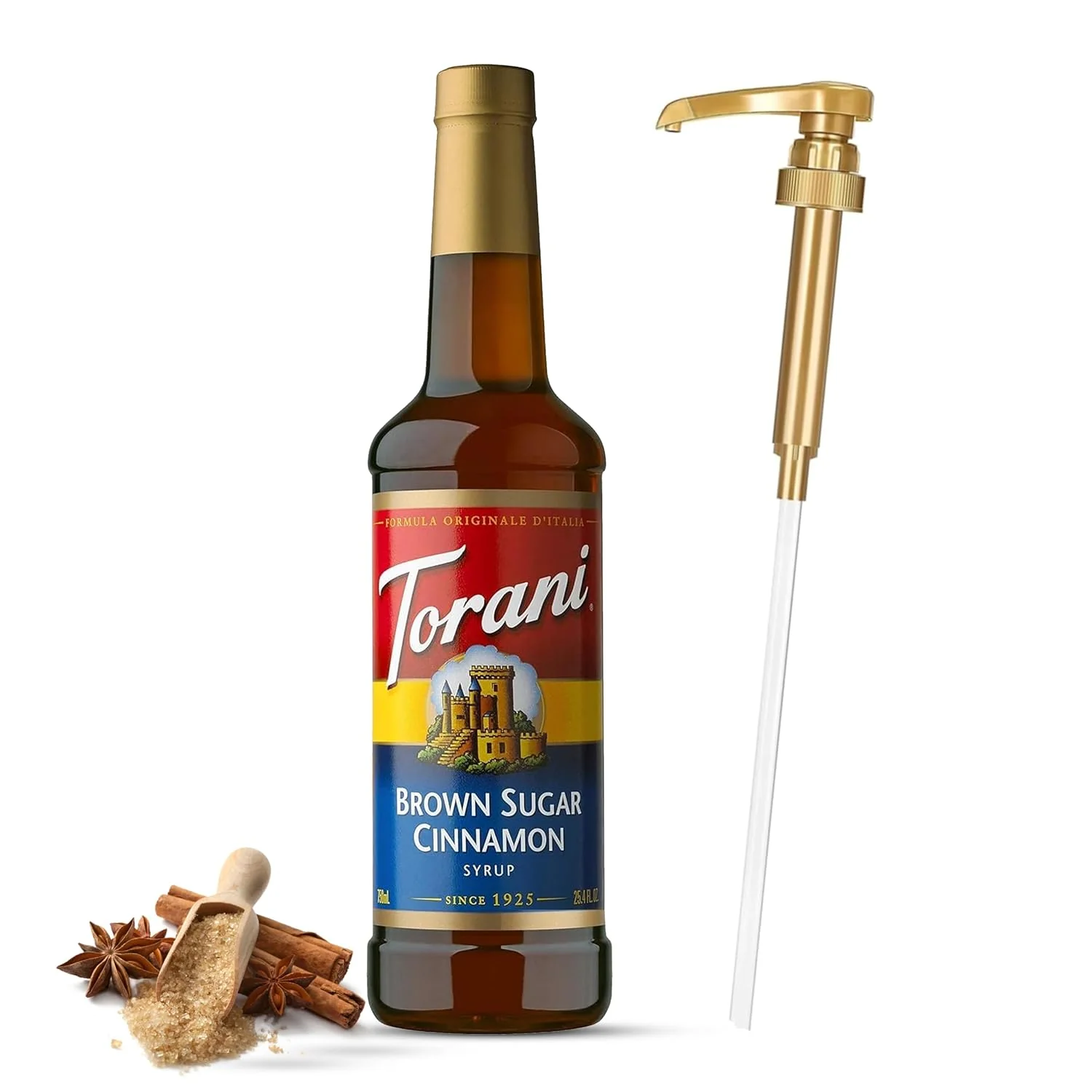 Traditional Jimoco® Syrup Pump Dispenser Torani® Brown Sugar Cinnamon Syrup 25.4 oz - Coffee Syrup Pump Flavoring Bundle Environmentally Friendly