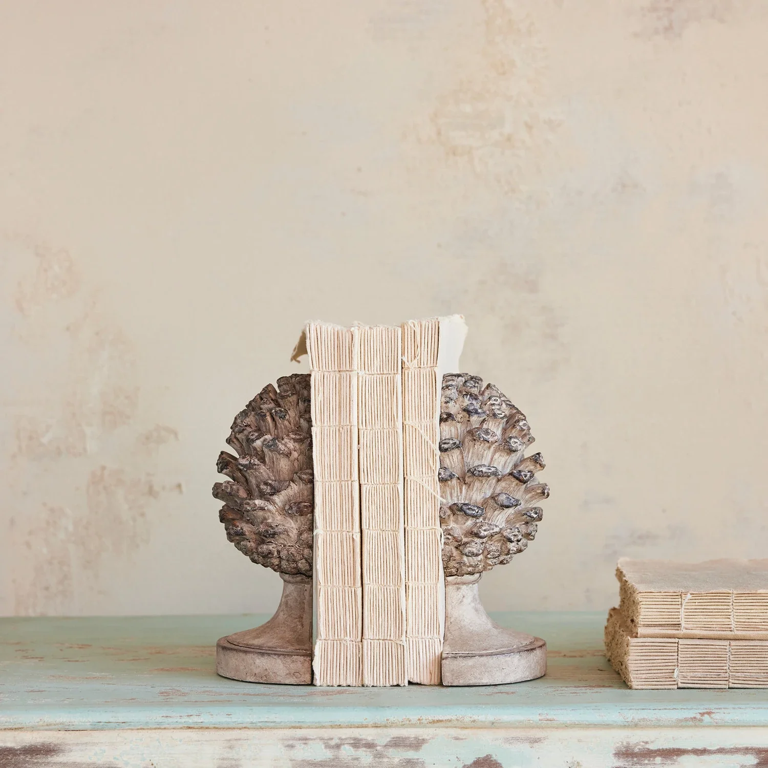 Easy-to-Use Pinecone Shaped Resin Finial Bookends 2pc Brown Gray Trusted