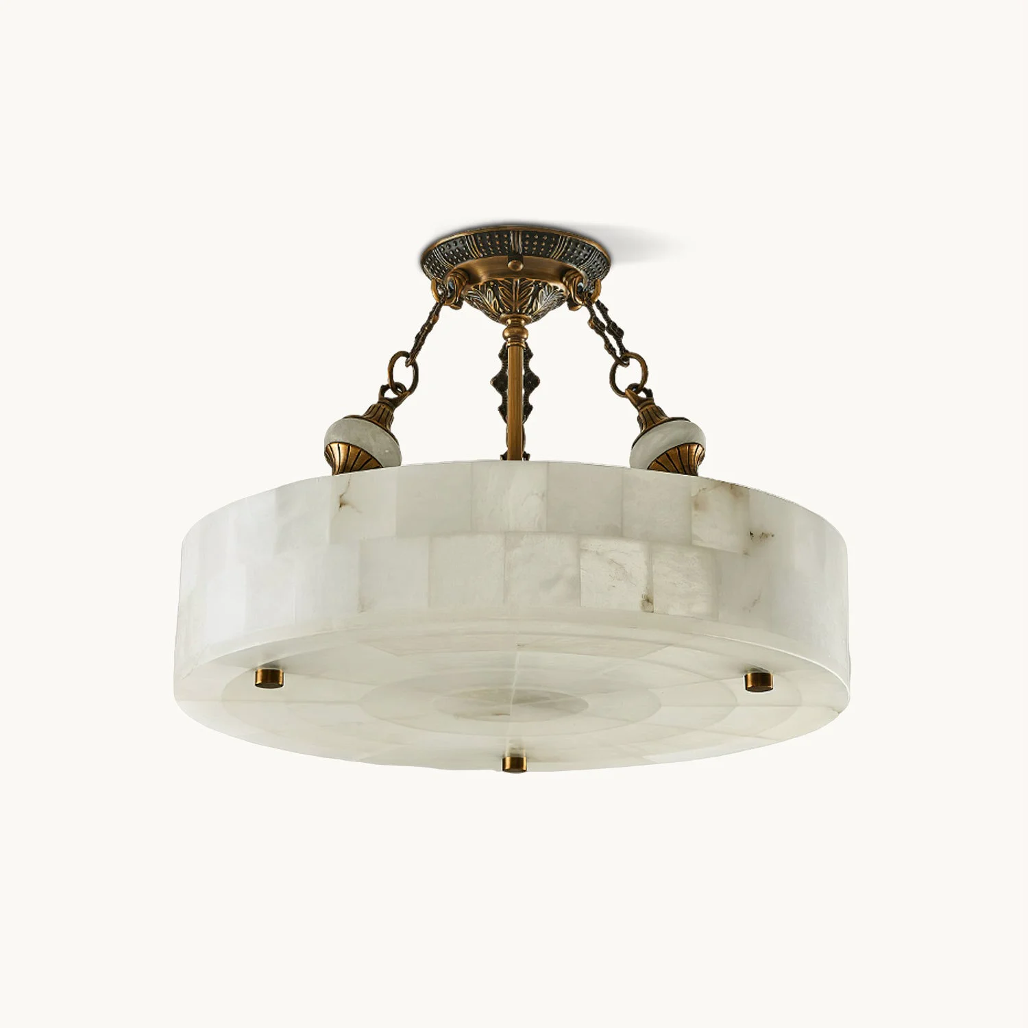 Unique Grid Round Alabaster Ceiling Light Original