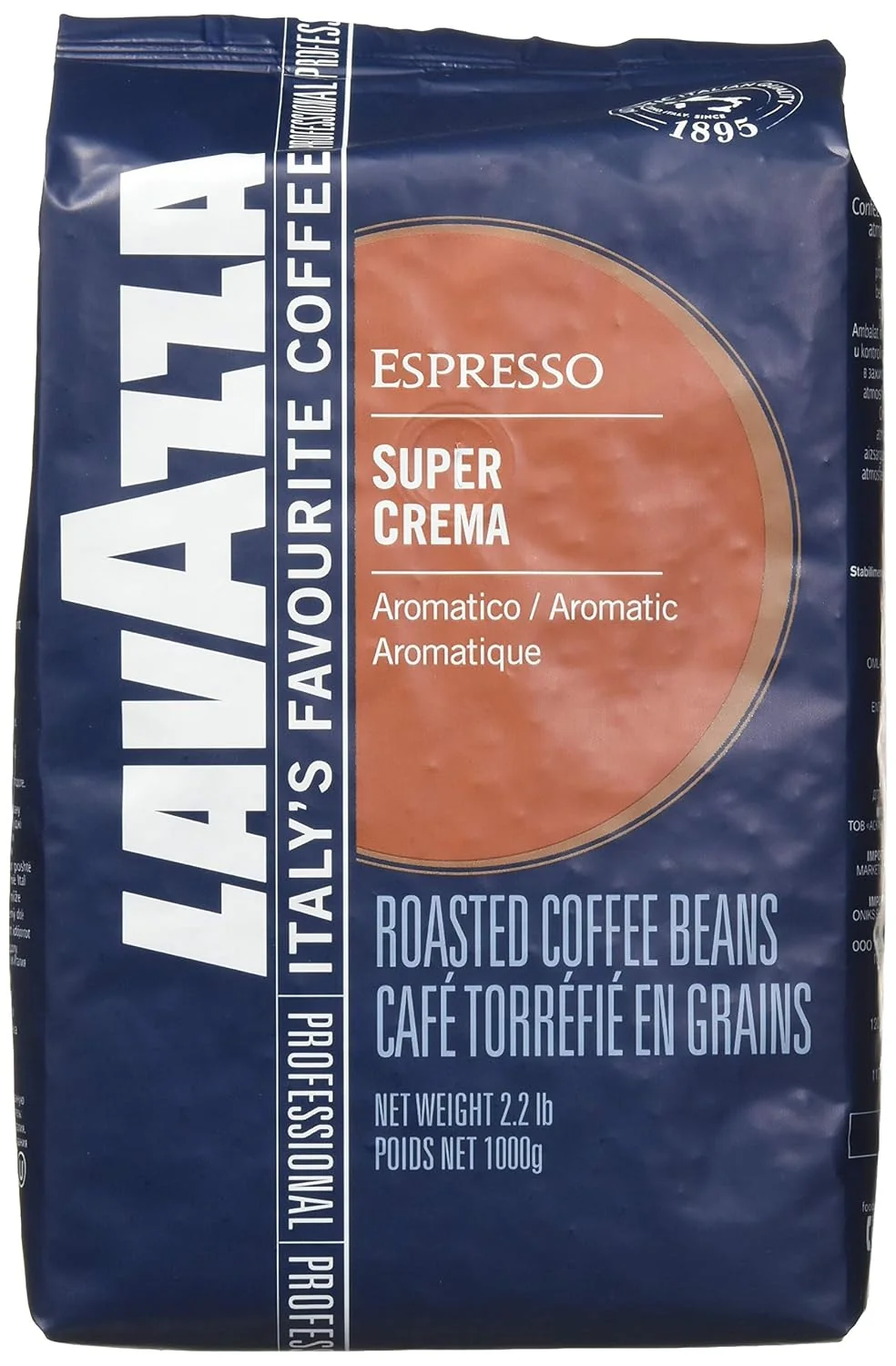 Smart Lavazza Italian Super Crema Espresso Whole Bean Value Pack 3 x 2.2 lb bags Environmentally Friendly