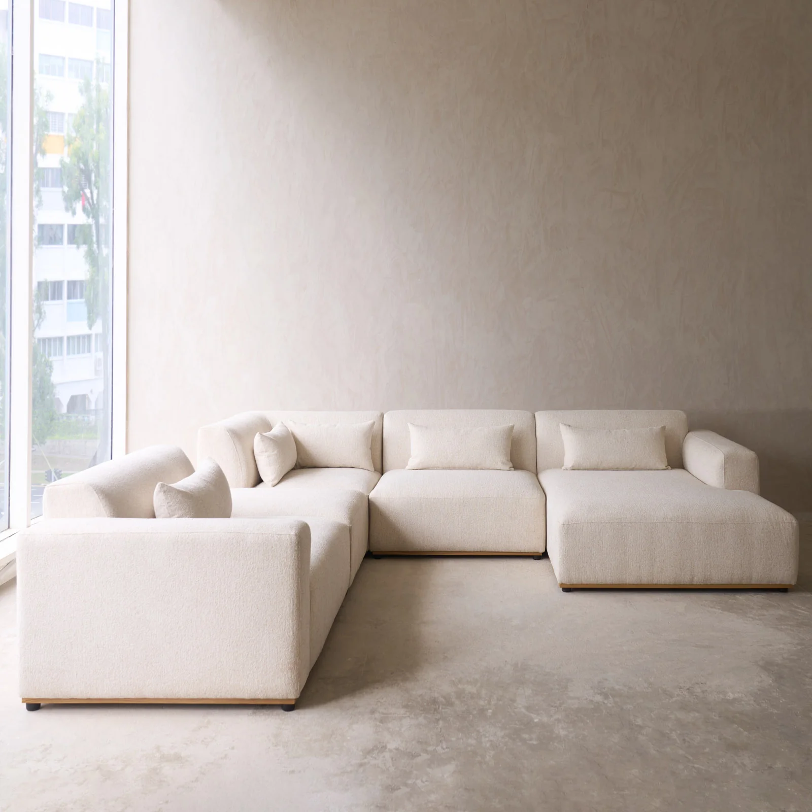 Genuine Komo Modular Sofa Corner with Ottoman - Alabaster 321 x 292cm Premium