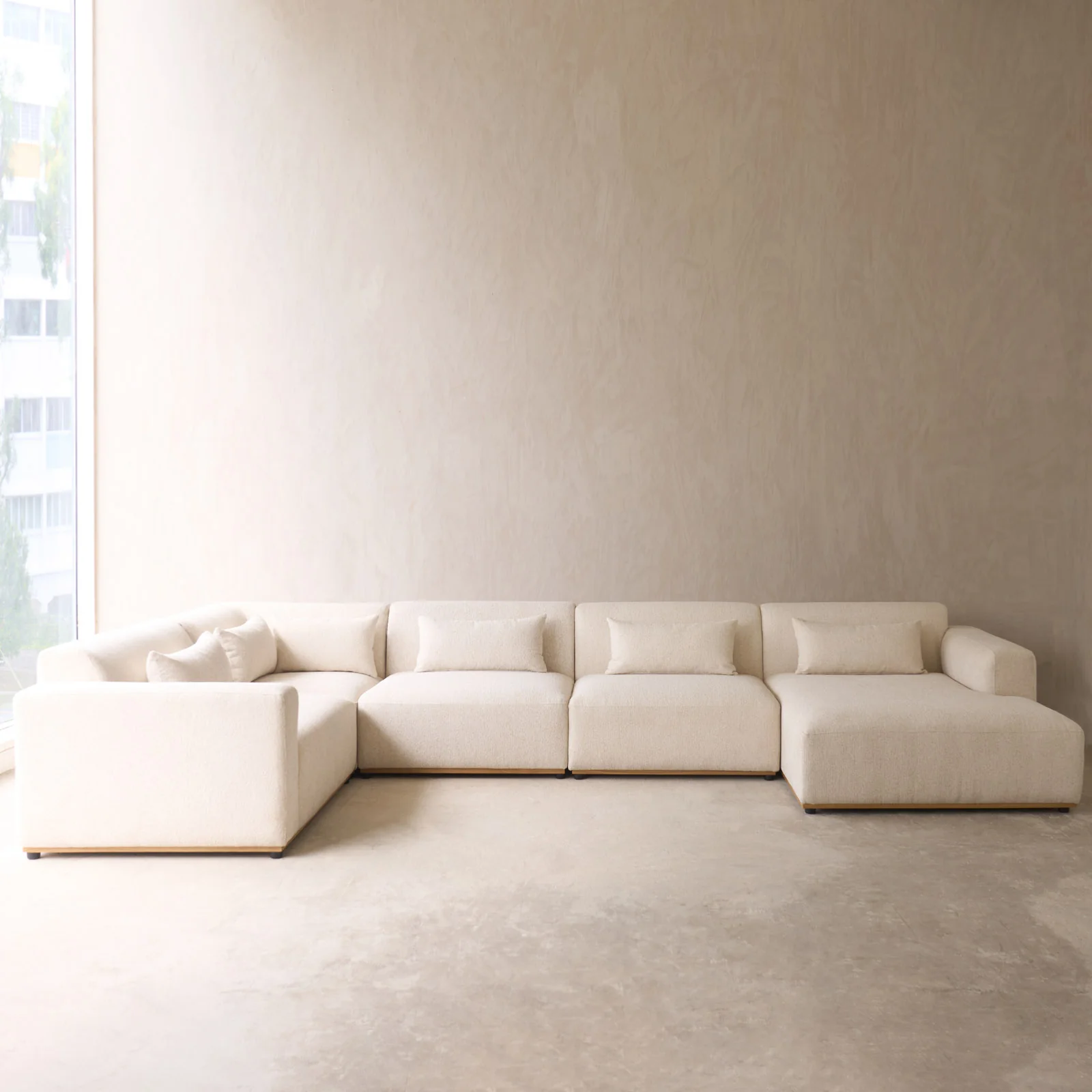 Comfortable Komo Modular Sofa Corner - Alabaster 421 x 221cm Lightweight