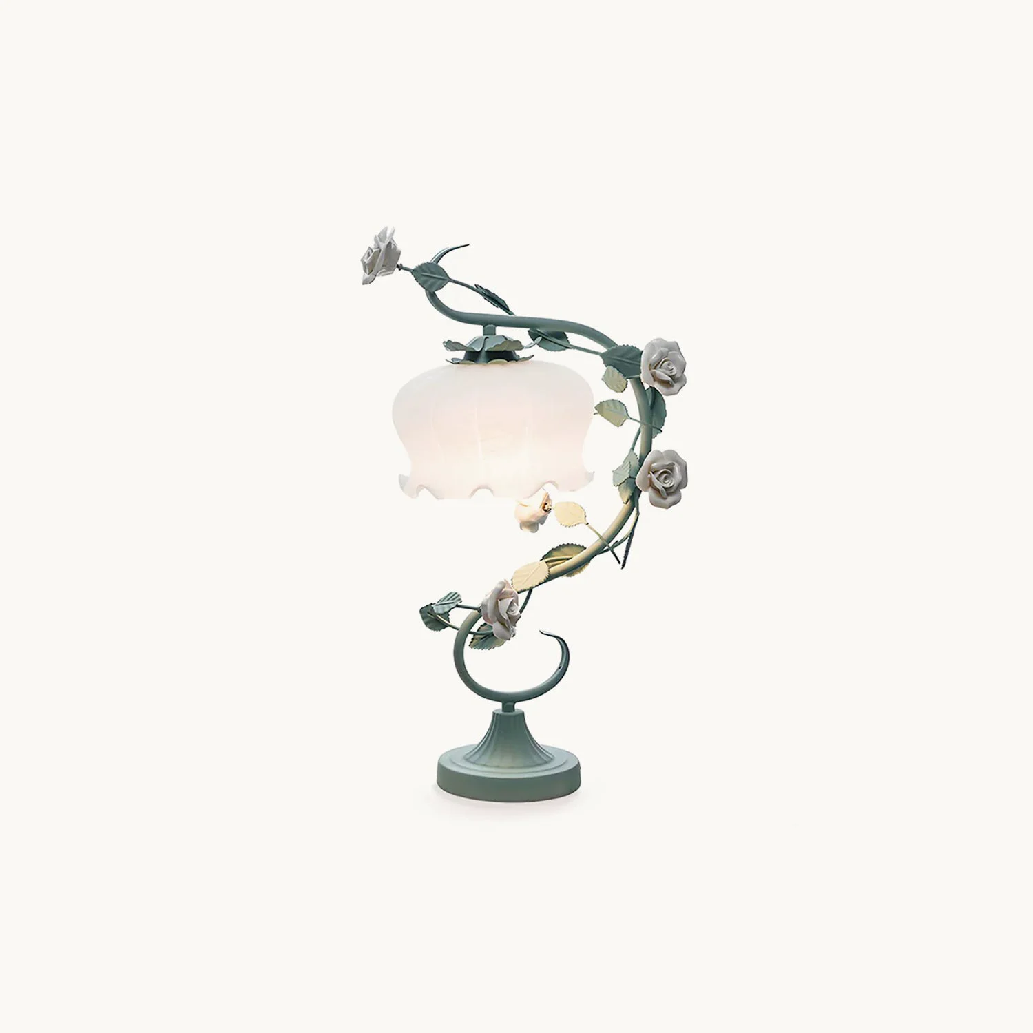 Authentic White Rose Iron Table Lamp Minimalist