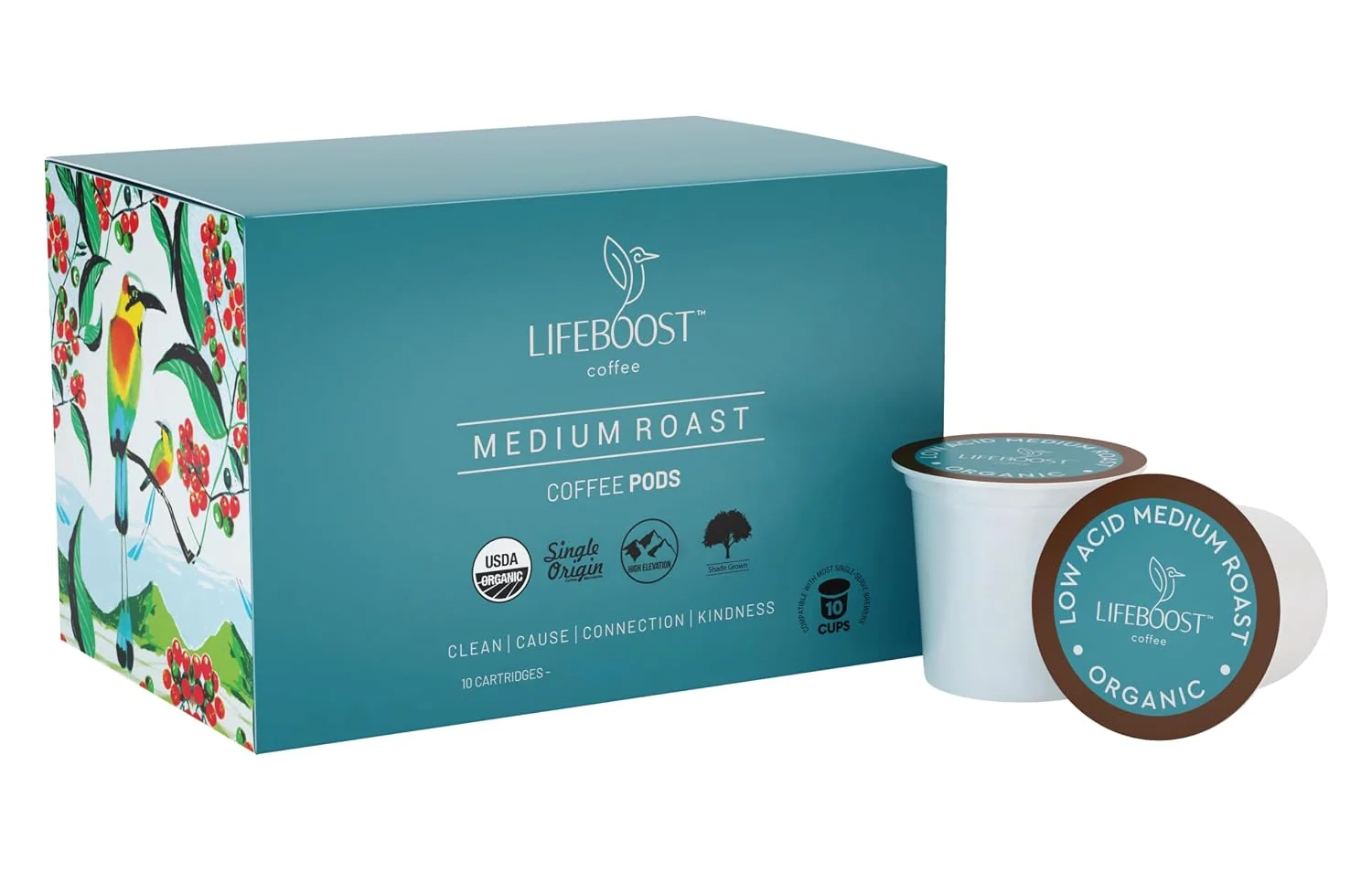Expertly Made Lifeboost Medium Roast Low Acid Coffee K Cups - Single Origin Mold Non-GMO Organic Coffee Pods - Compatible with Keurig amp Keurig 2 Machines - 10 Count World-Class