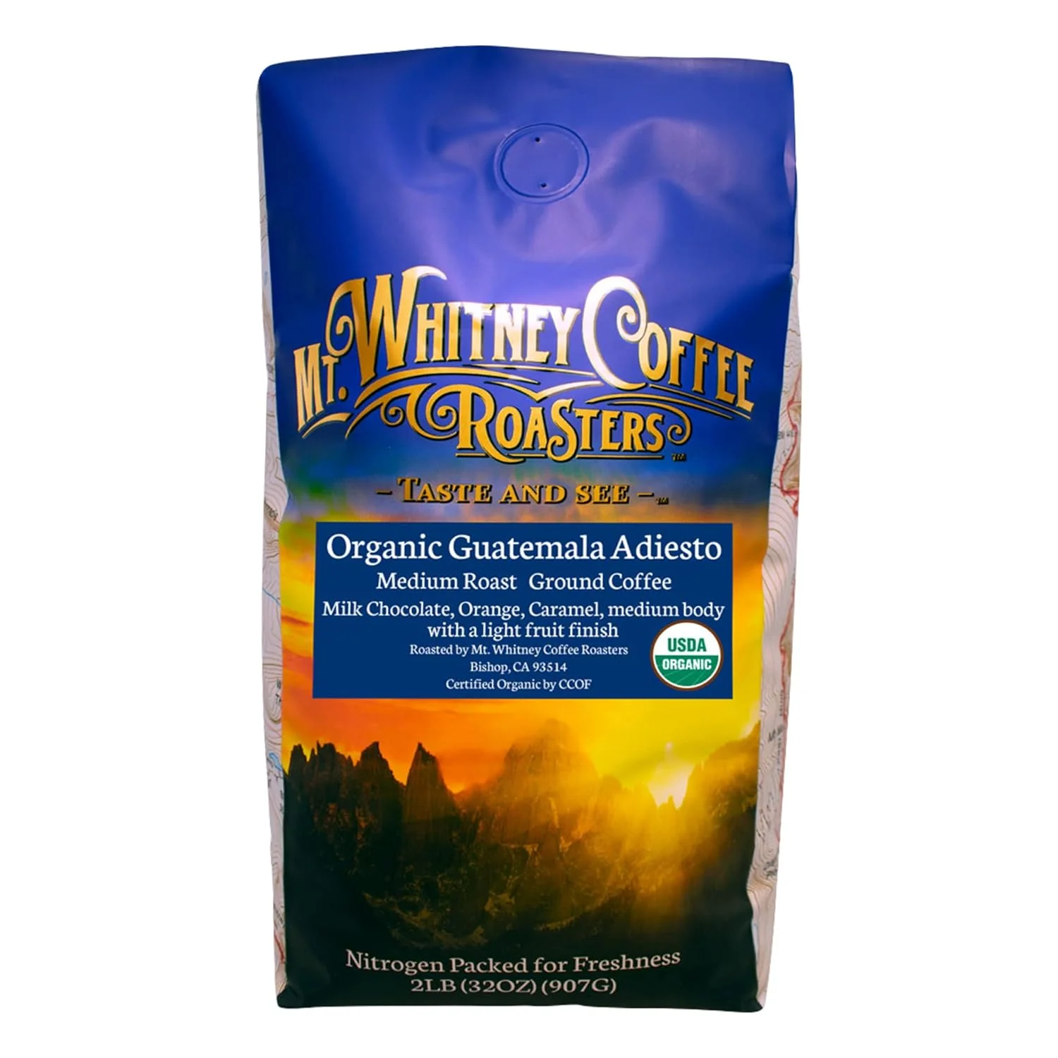 Unique Mt. Whitney Guatemala Adiesto Cooperative Organic Low Acid Coffee Ground 2 lb