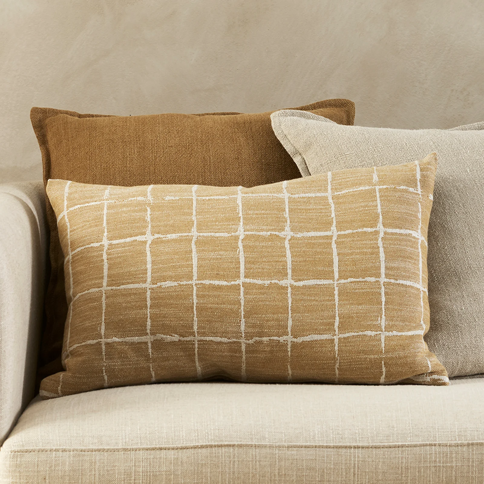 Comfortable Johnson Lumbar Cushion Ochre 40 x 60cm Contemporary