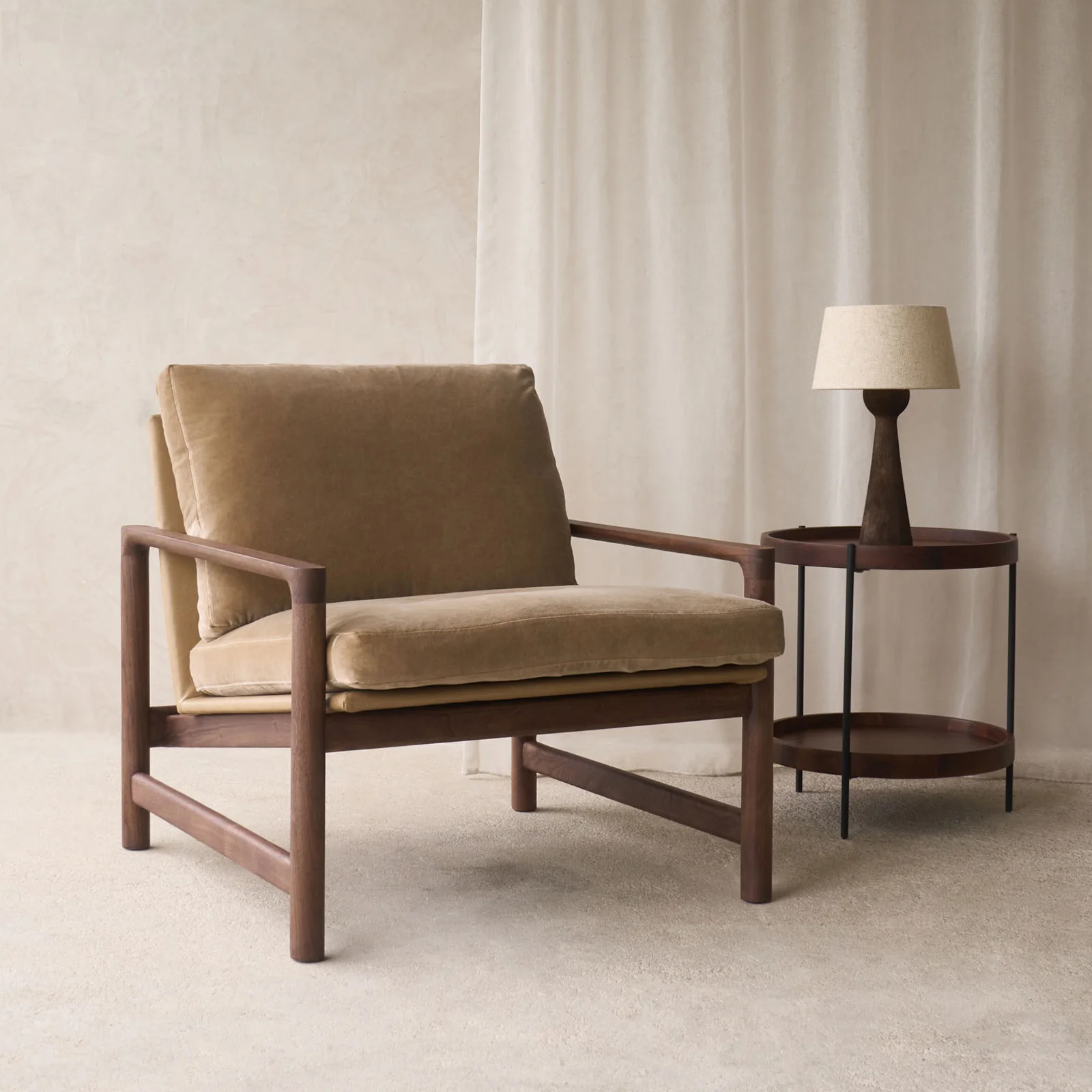 Secure Troubadour Fabric Armchair Walnut Frame - Lion Professional
