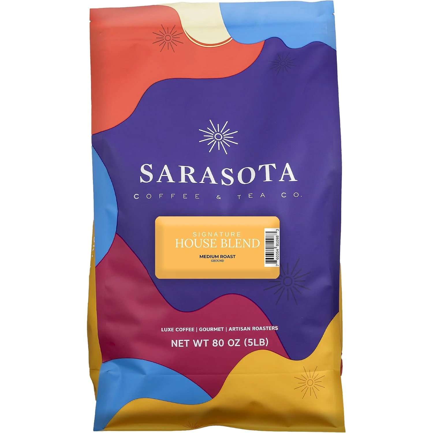 Sustainable Sarasota Coffee Ground Signature House Breakfast Blend Medium Roast Gourmet Coffee Grounds Low Acid Mold Specialty Grade Bulk Ground 5lb 80 oz Breathable