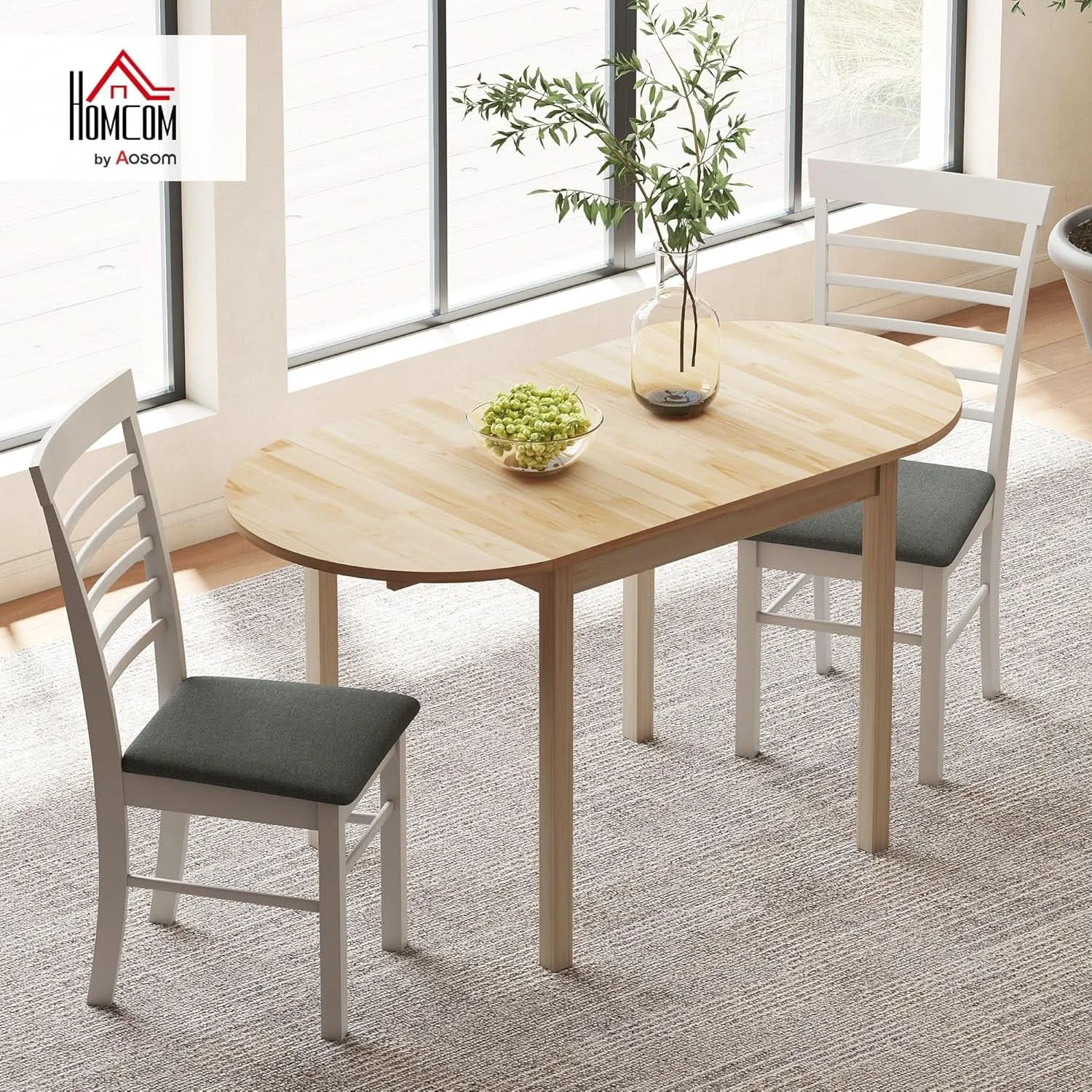 Genuine 55 Inch Solid Pine Dropleaf Dining Table Expandable Quality